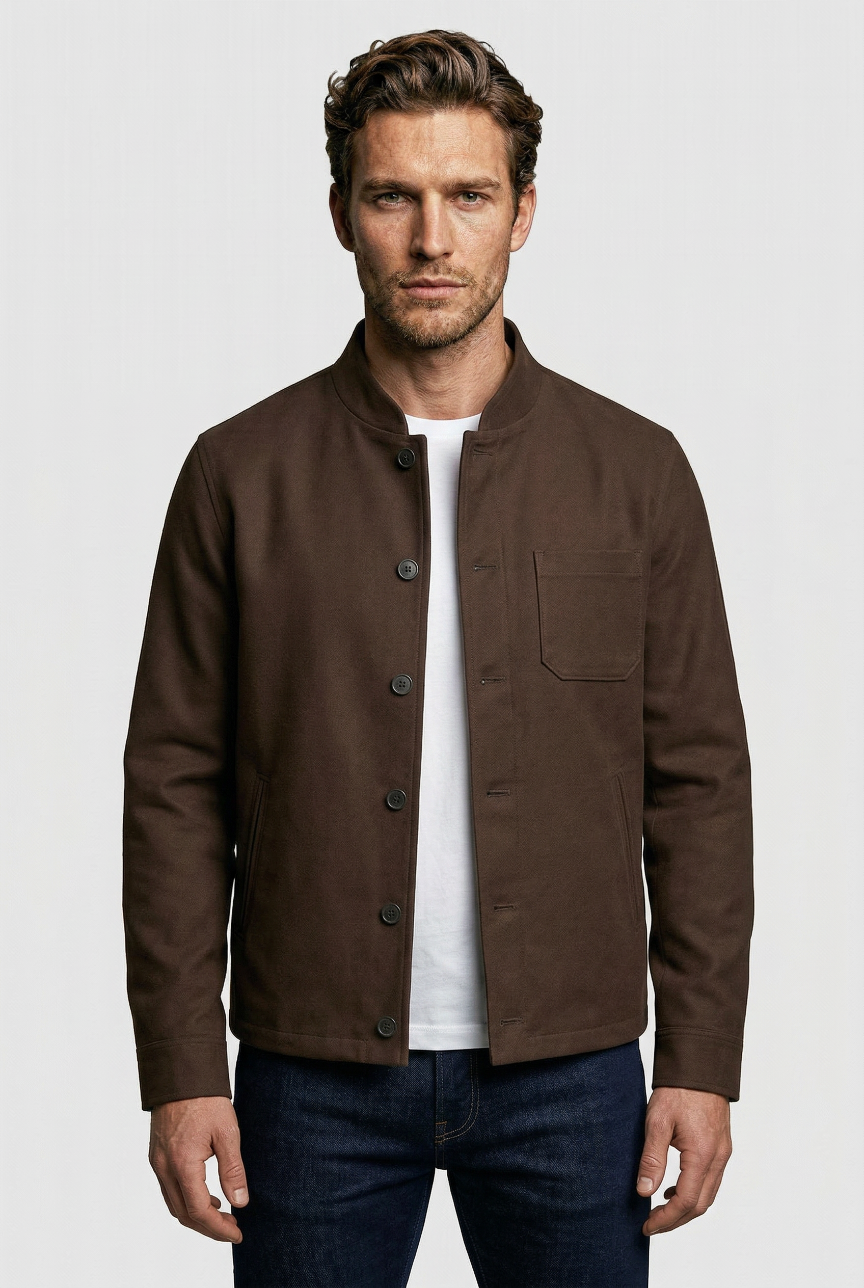 Aldgate Baseball Shacket - Chocolate Moleskin - Wear London