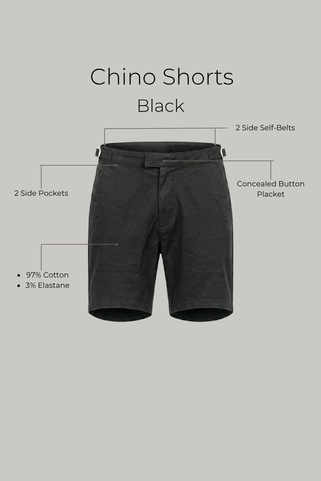 Chino Short - Black - Wear London