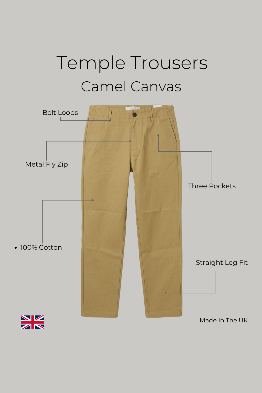 Temple Trouser - Camel Canvas - Wear London