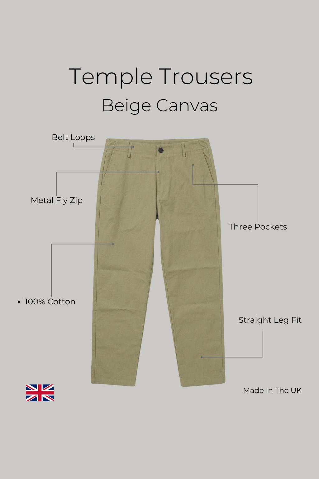 Temple Trouser - Beige Canvas - Wear London