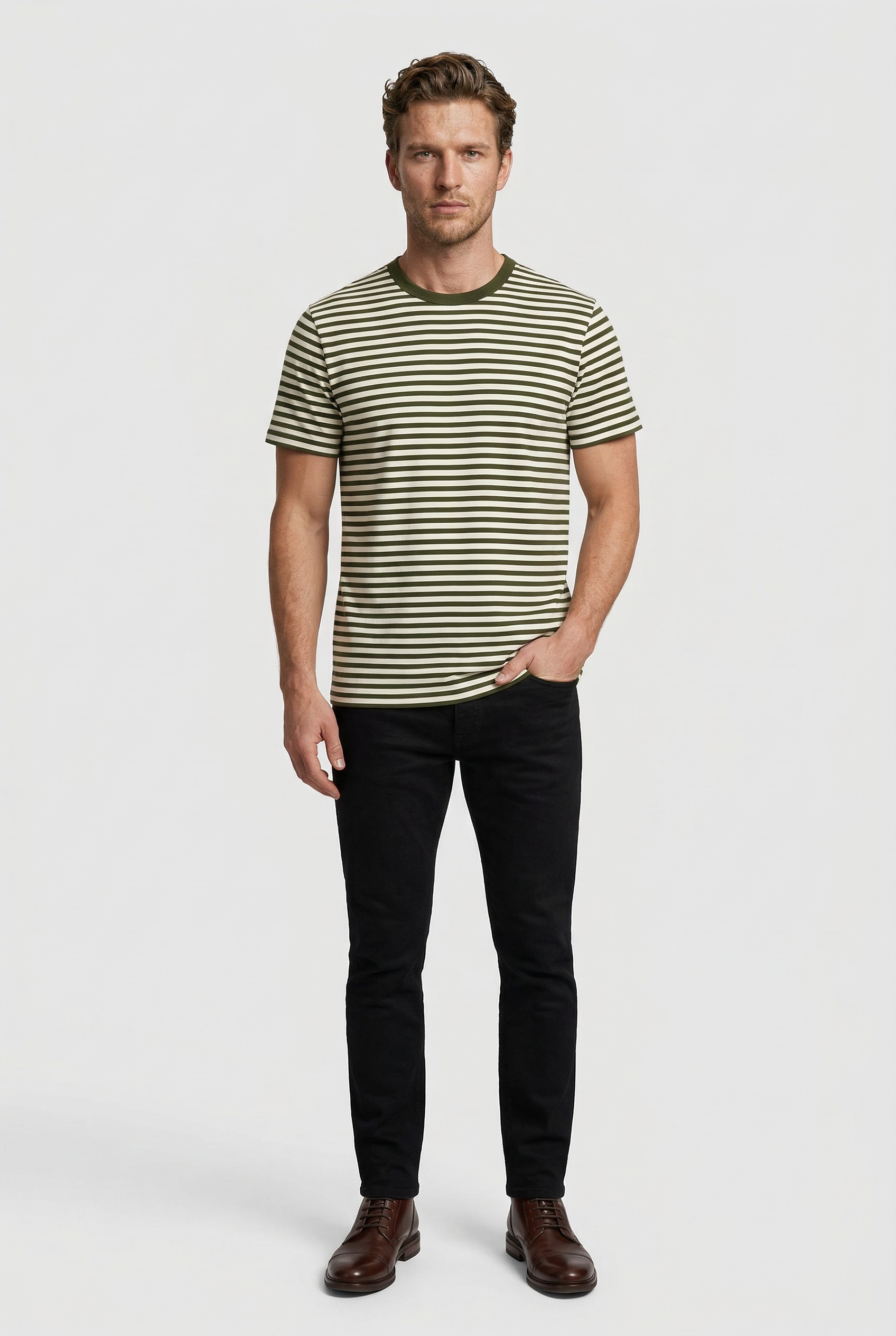 Gerard - Stripe T-Shirt - Off White Khaki - Wear London