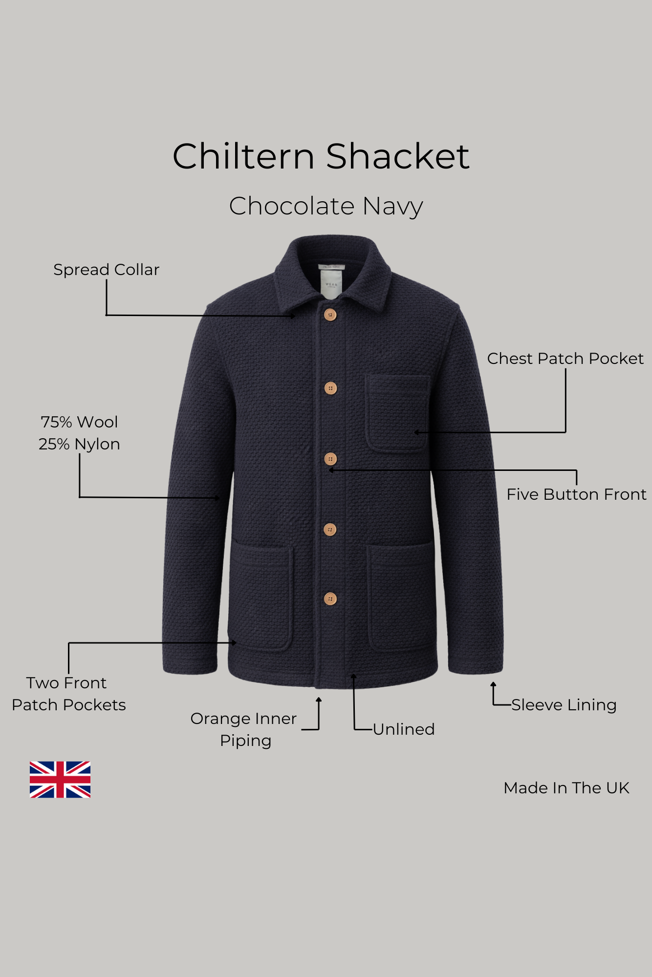 Chiltern Shacket - Navy Nebula - Wear London