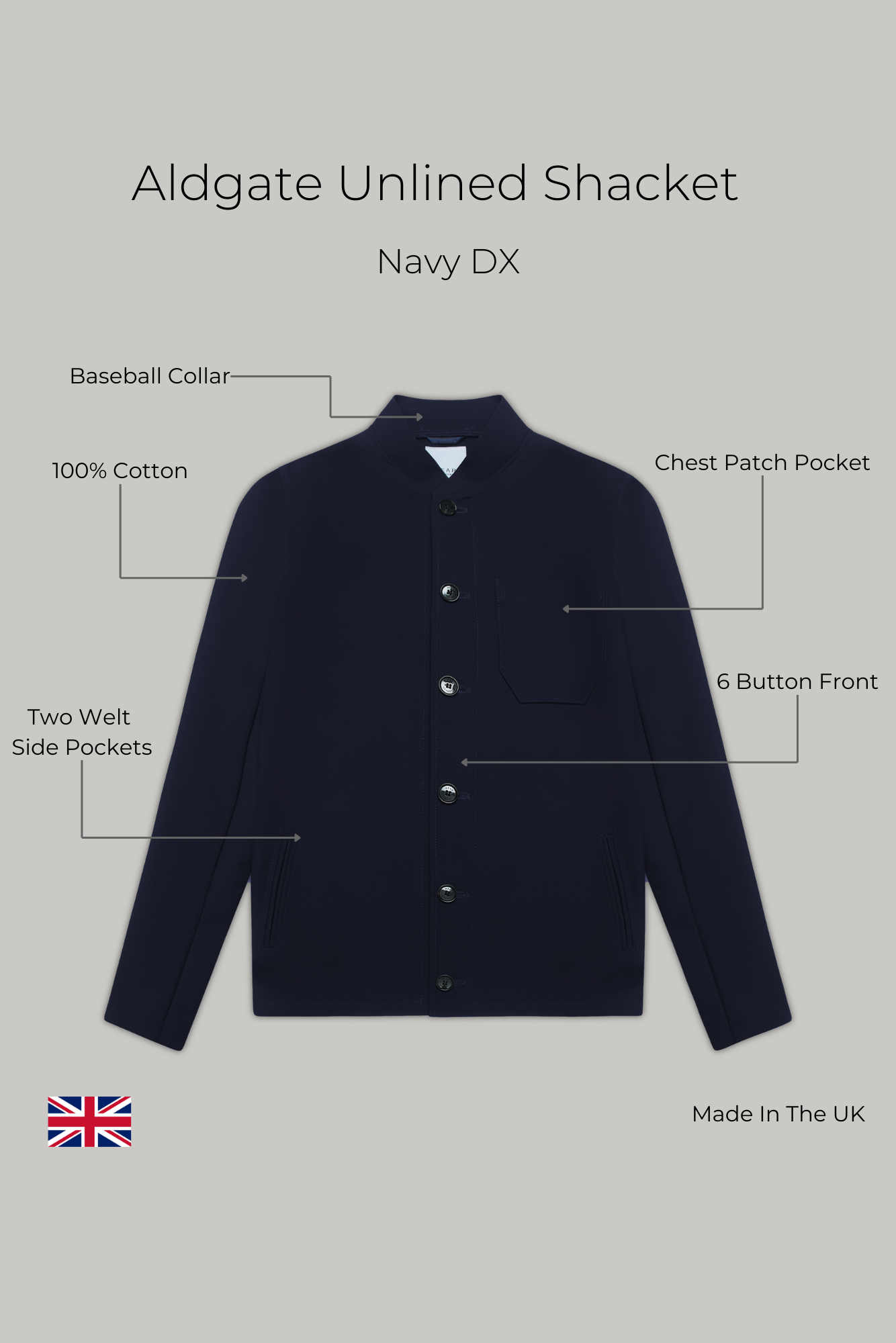 Aldgate Unlined Shacket - Navy Dx - Wear London