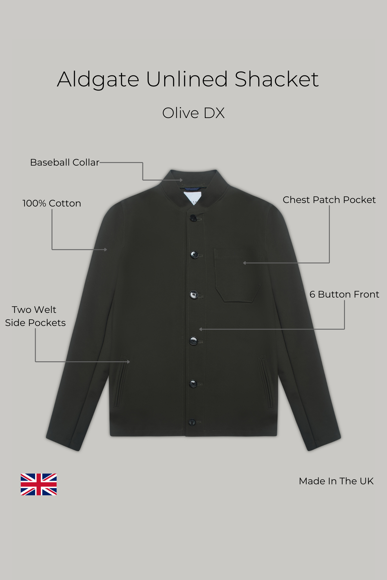 Aldgate Unlined Shacket - Olive Dx - Wear London
