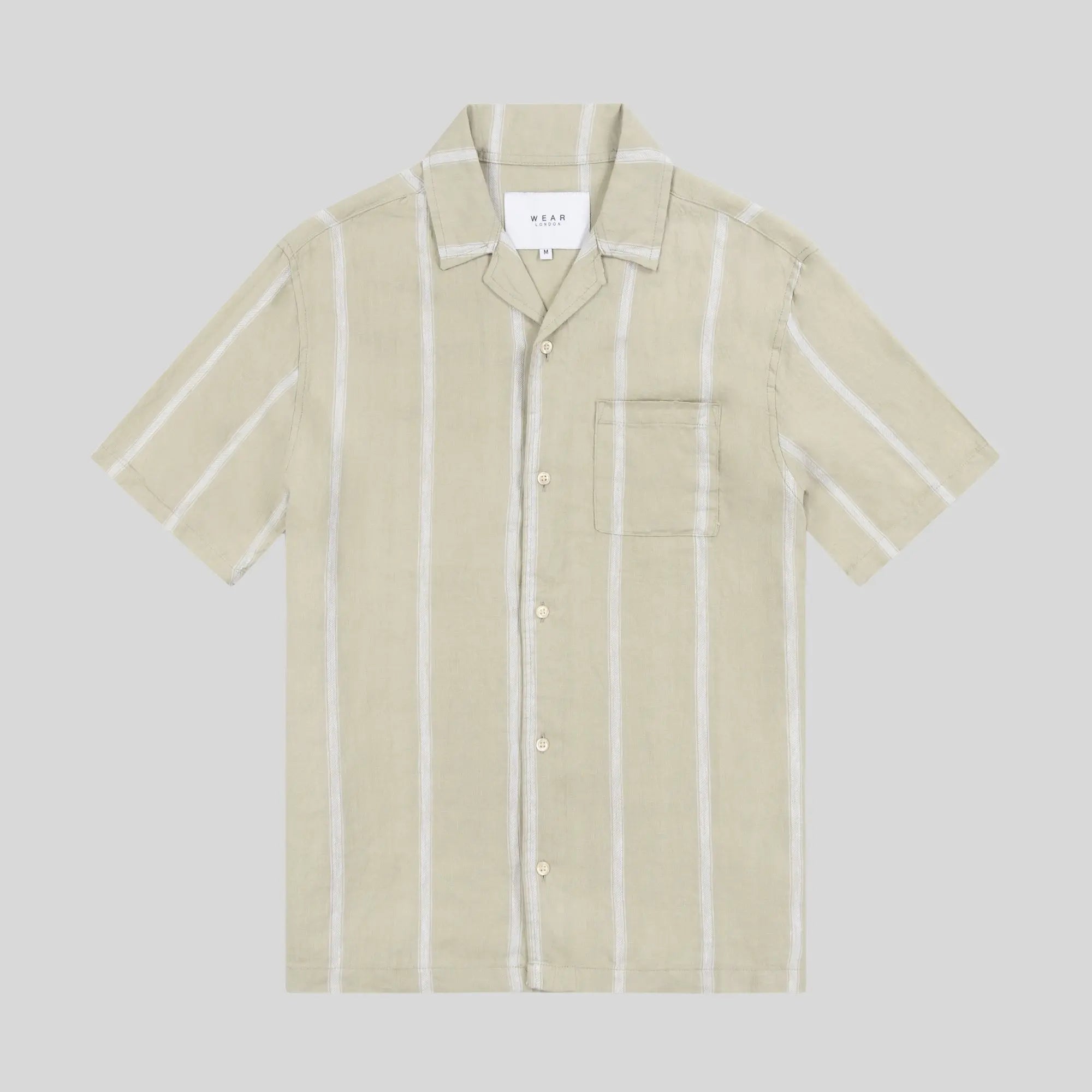 Ashton - Linen Short Sleeve Shirt - Khaki White - Wear London