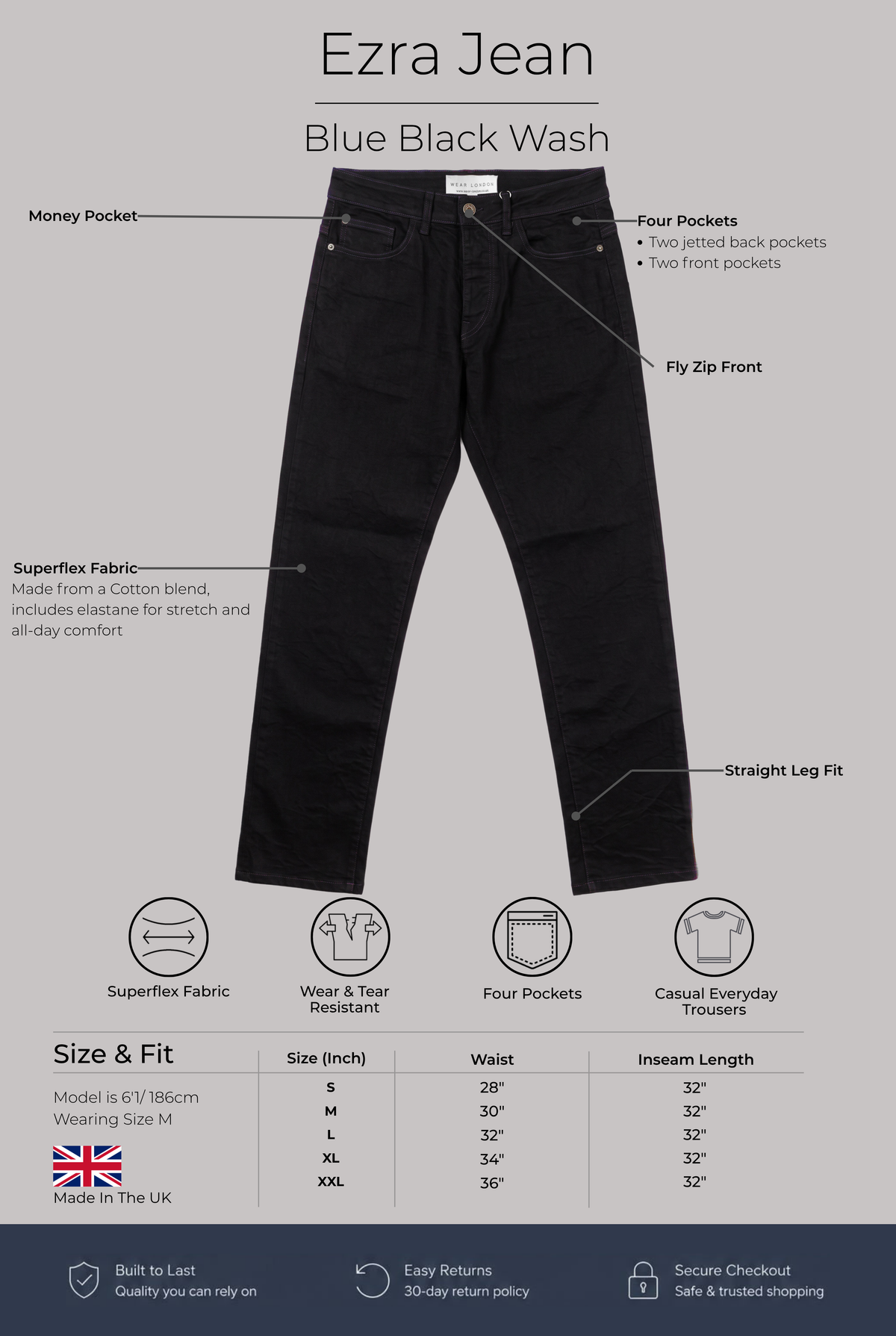 Ezra Jean - Blue Black Wash - Wear London