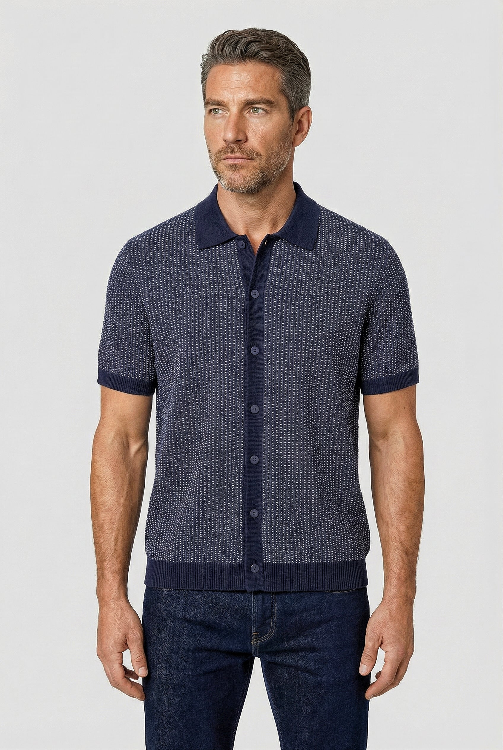 Lambeth - Button Through Knitwear -  Navy - Wear London