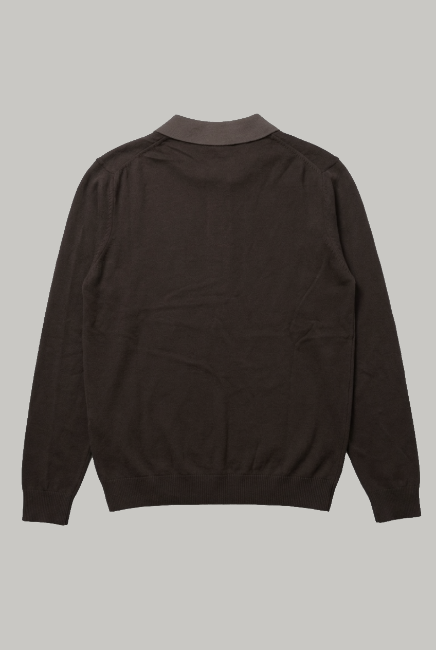 Portland - 3 Button Polo Knitwear - Chocolate - Wear London