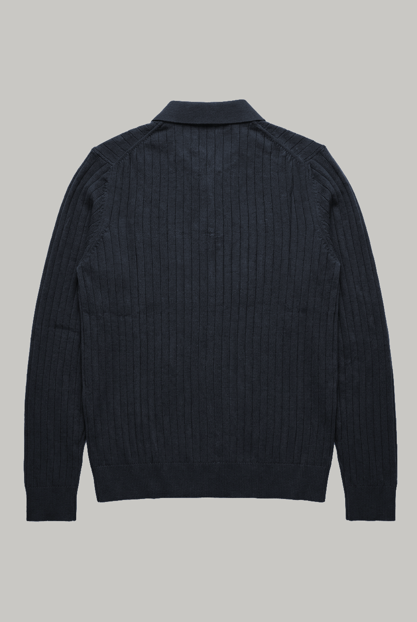 Oval - 3 Button Polo Knitwear - Navy - Wear London