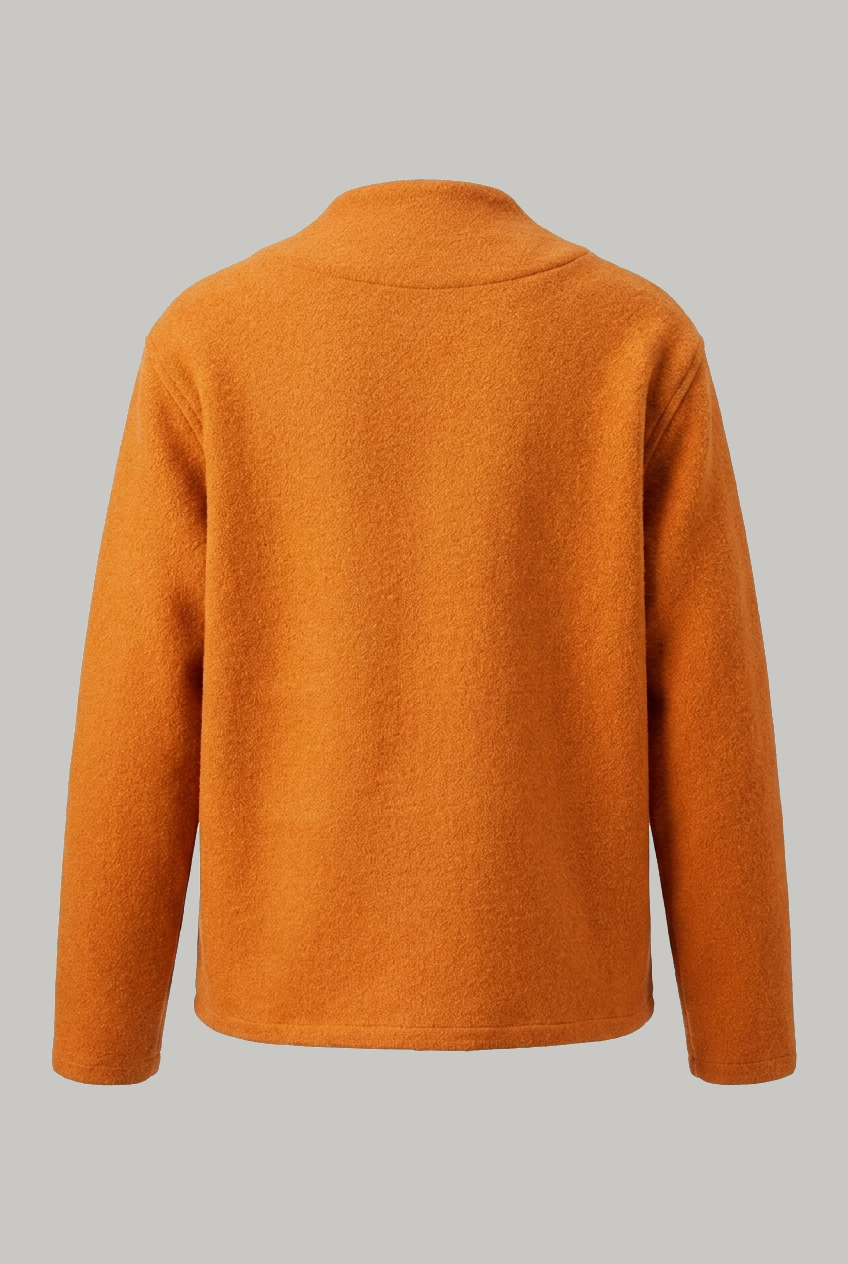 Fleming V-Neck Shacket - Orange Textured Wool - Wear London