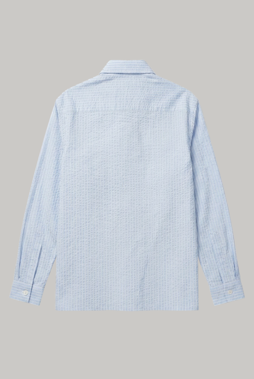 Wick Long Sleeve Shirt - Sky Blue / White Seersucker - Wear London