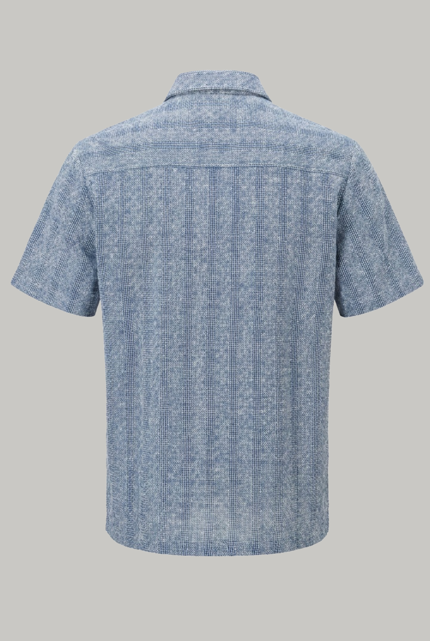 Bethnal Short Sleeve Shirt - Sky Navy Diagonal Marcel - Wear London