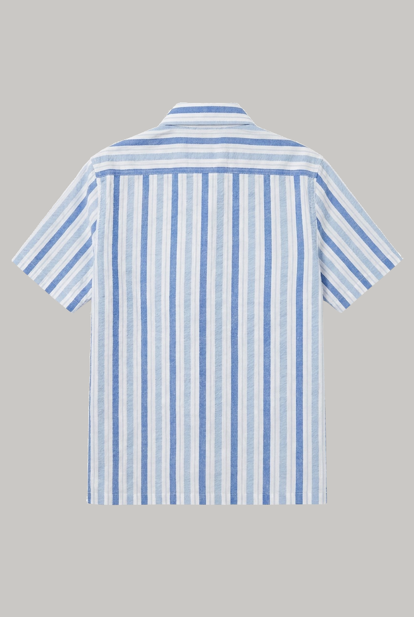 Bethnal Short Sleeve Shirt - Denim Sky Seersucker - Wear London
