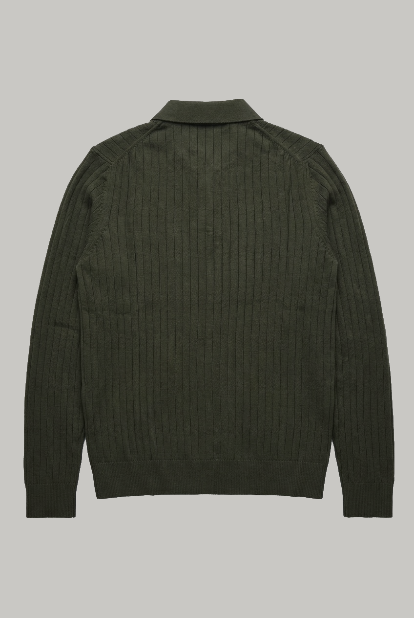 Oval - 3 Button Polo Knitwear - Olive - Wear London