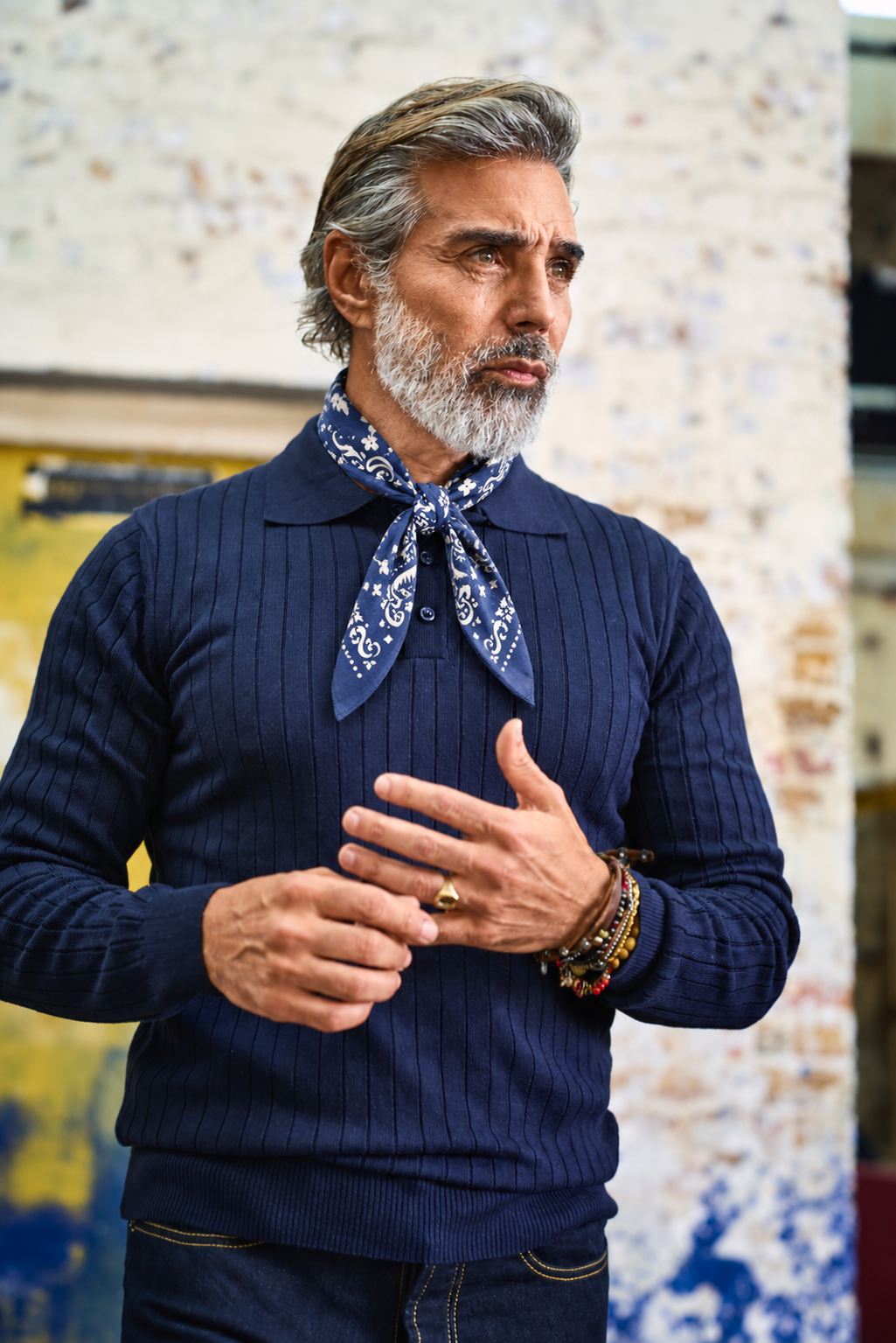 Bandana - Navy Ecru - Wear London