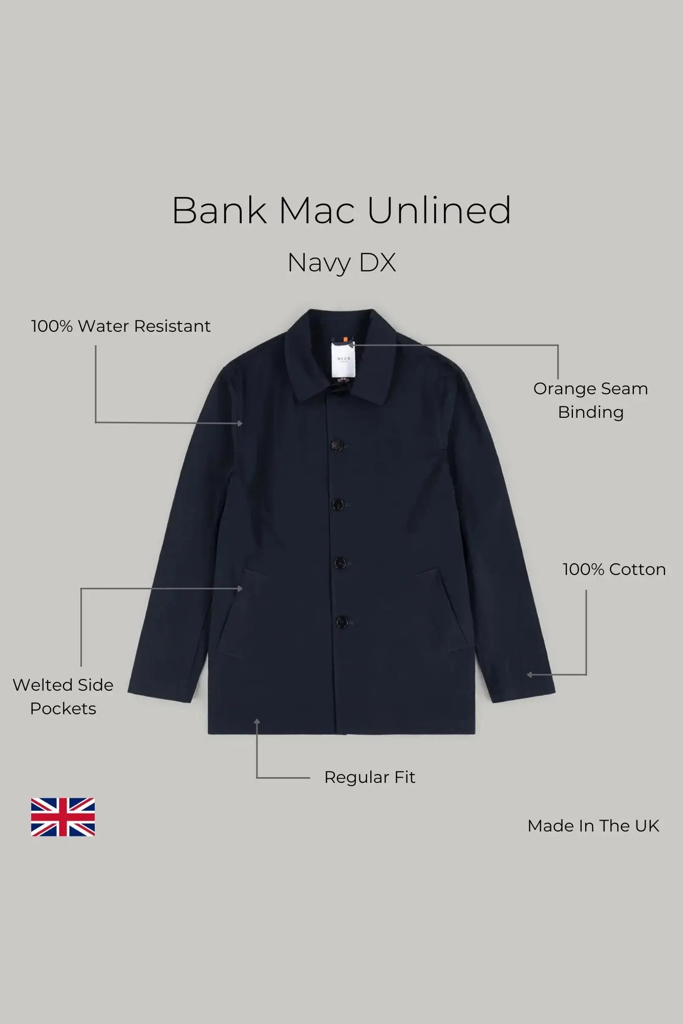 Bank Mac Unlined - Navy Dx - Wear London