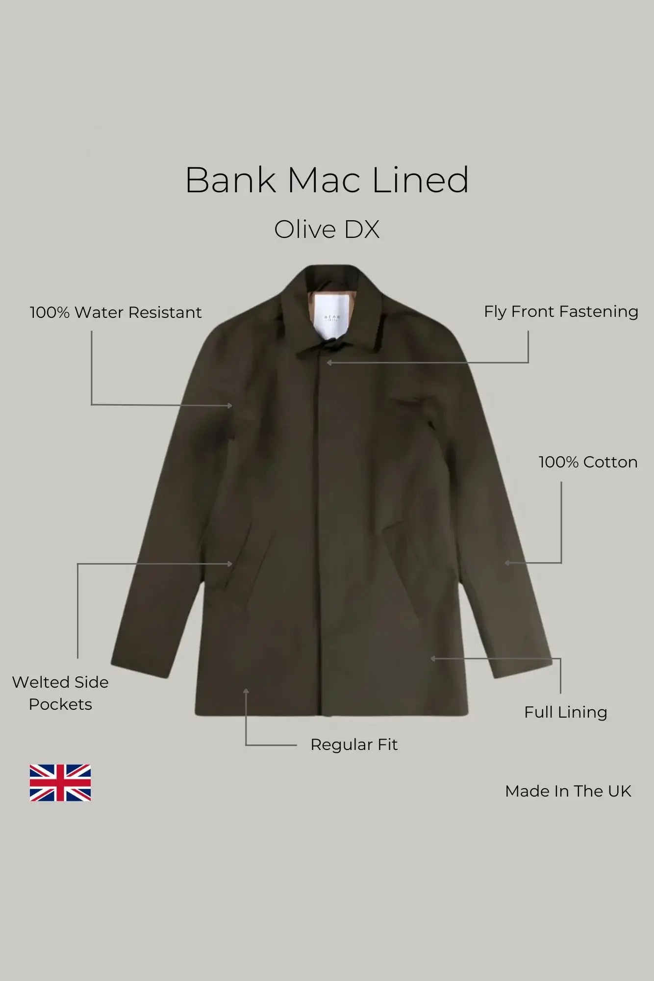 Bank Short Mac Lined -  Olive Dx - Wear London