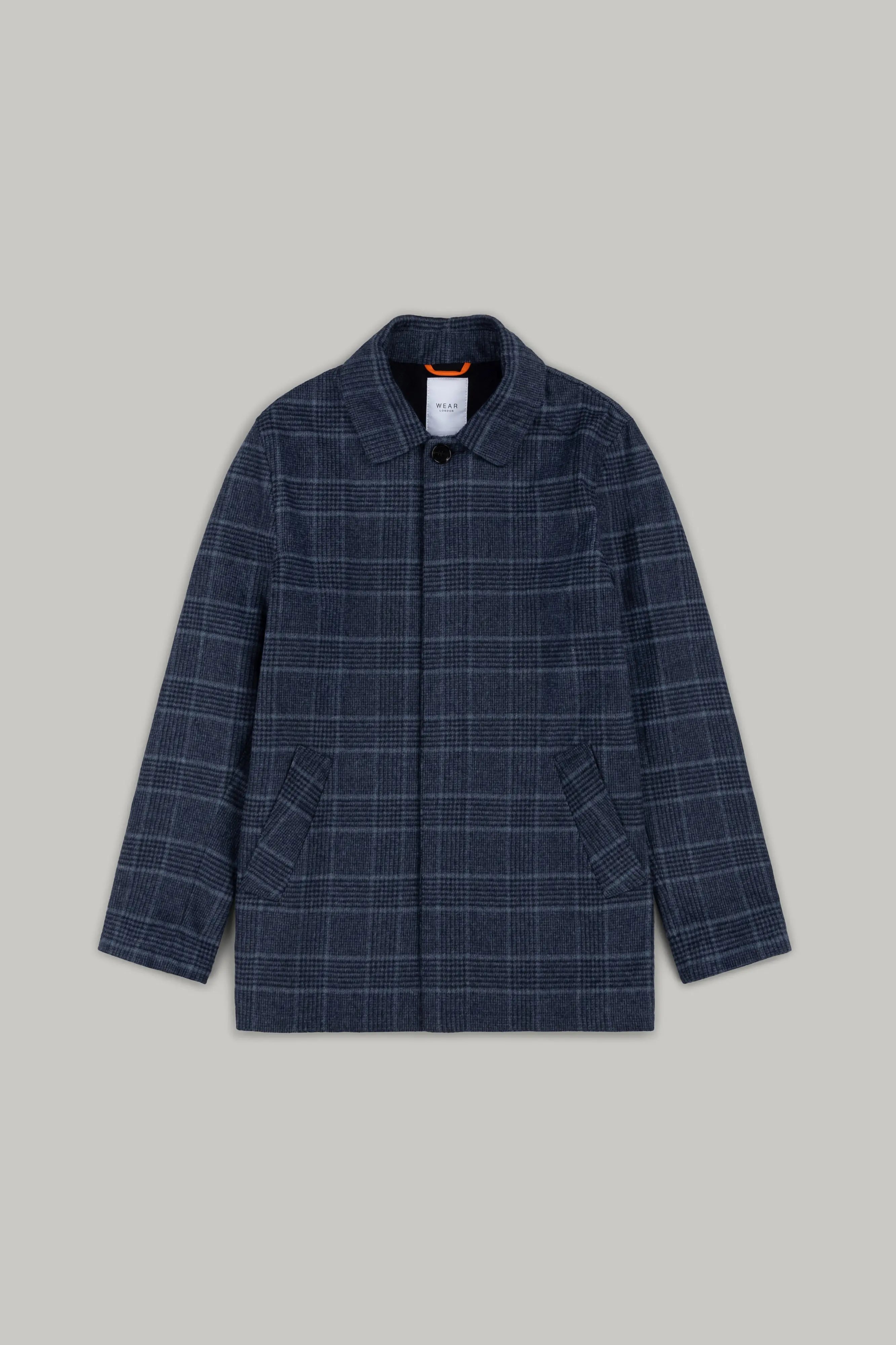 Bank Wool Mac - Navy Check - Wear London