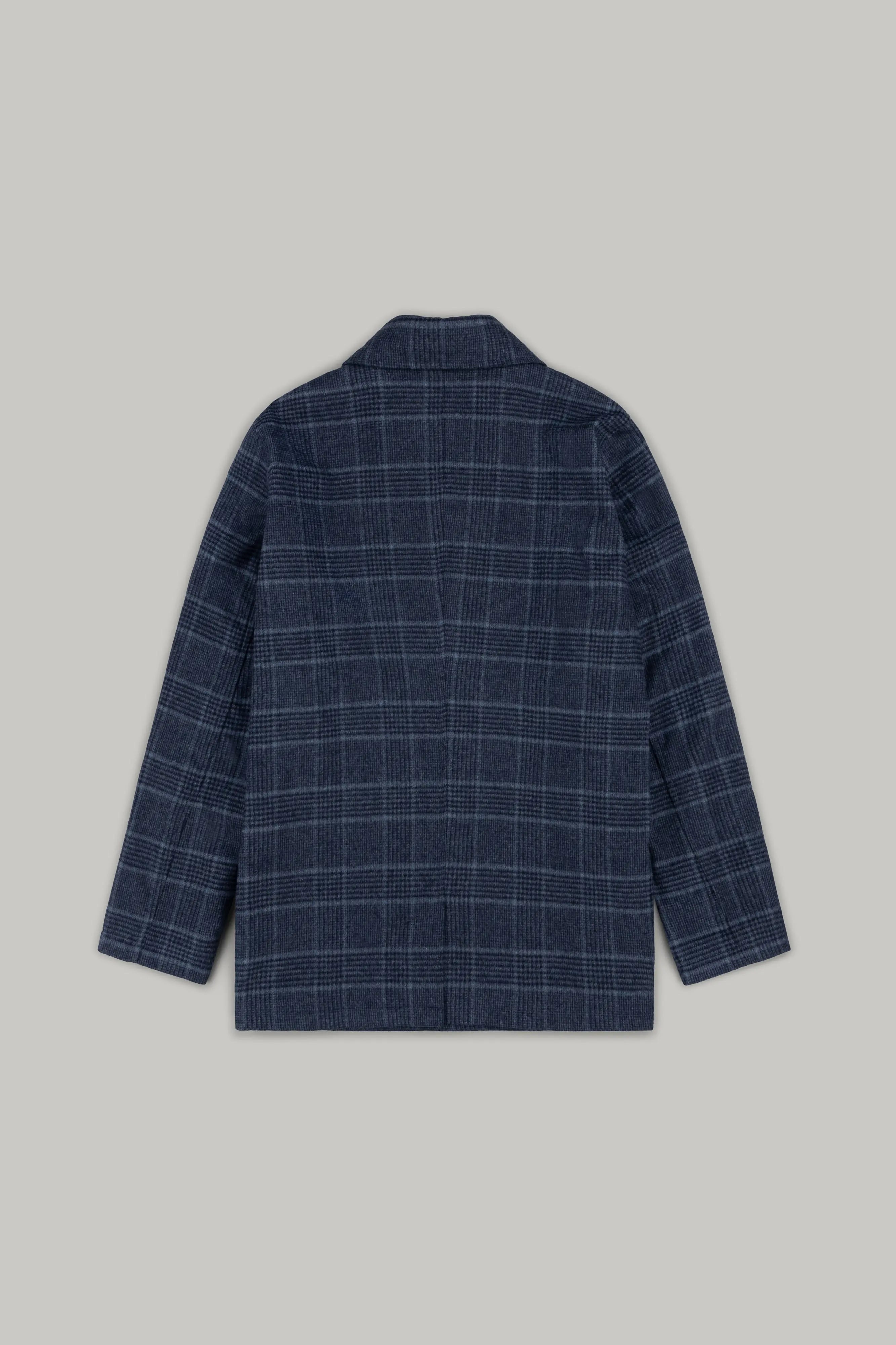 Bank Wool Mac - Navy Check - Wear London