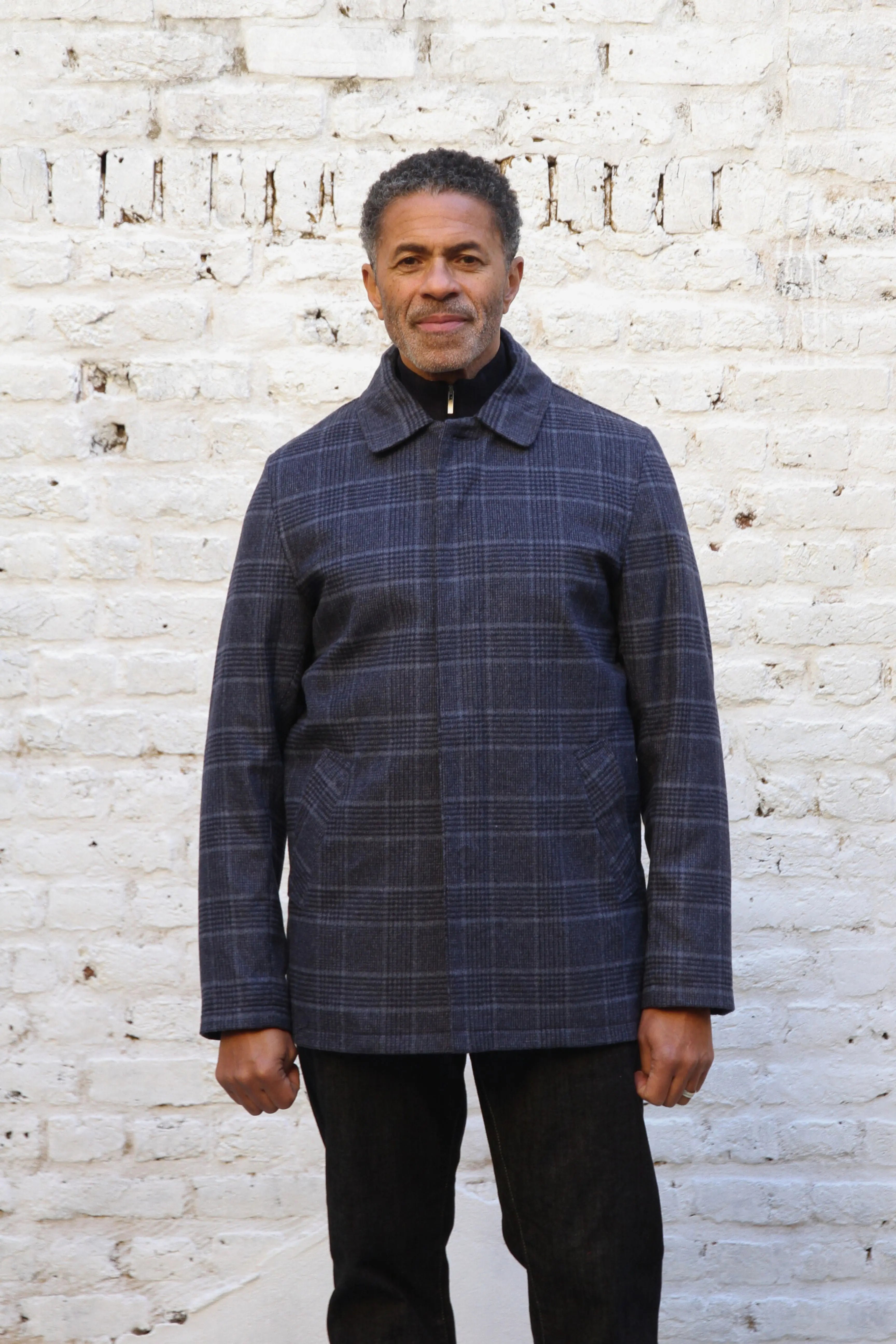 Bank Wool Mac - Navy Check - Wear London