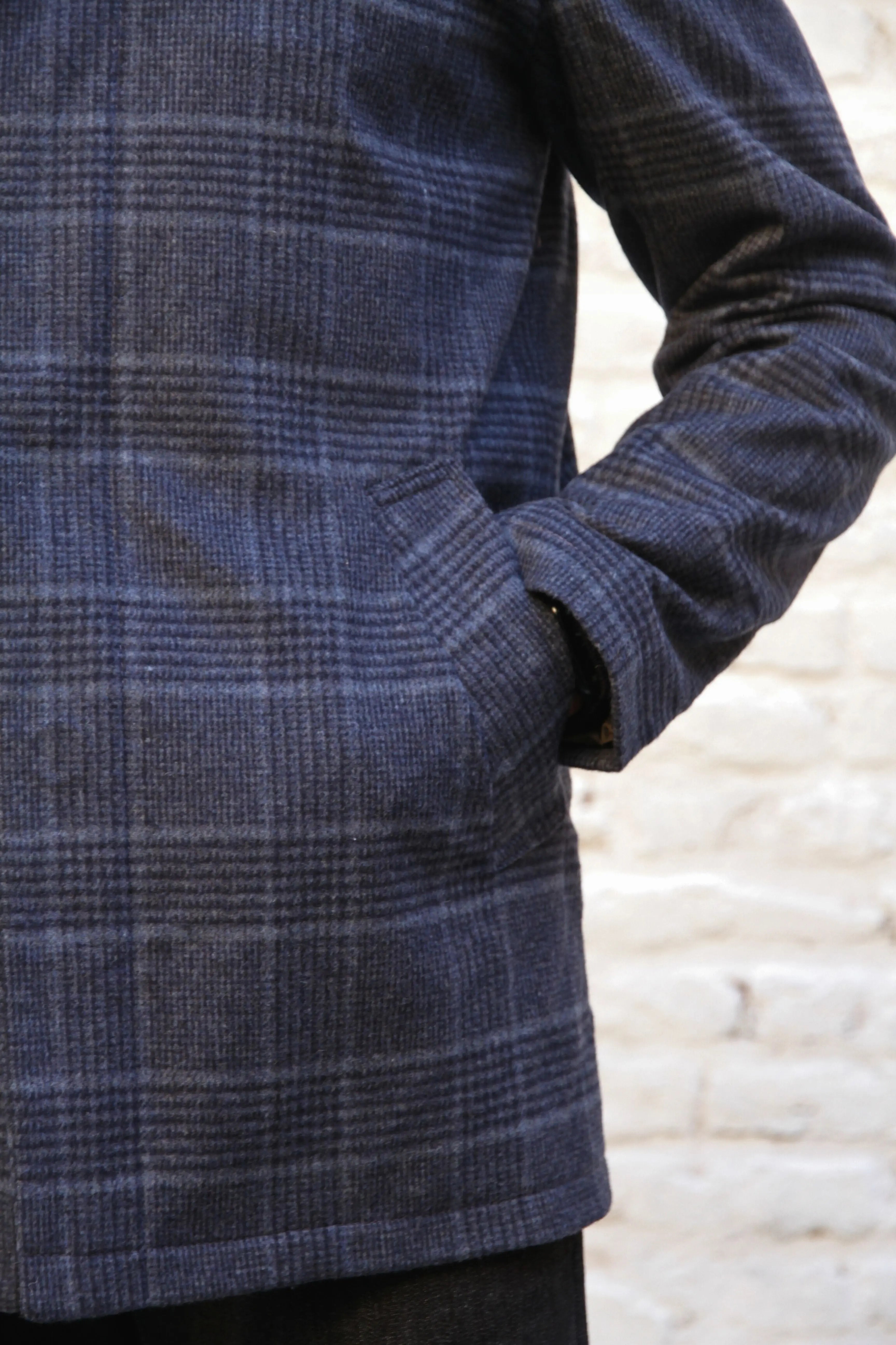 Bank Wool Mac - Navy Check - Wear London