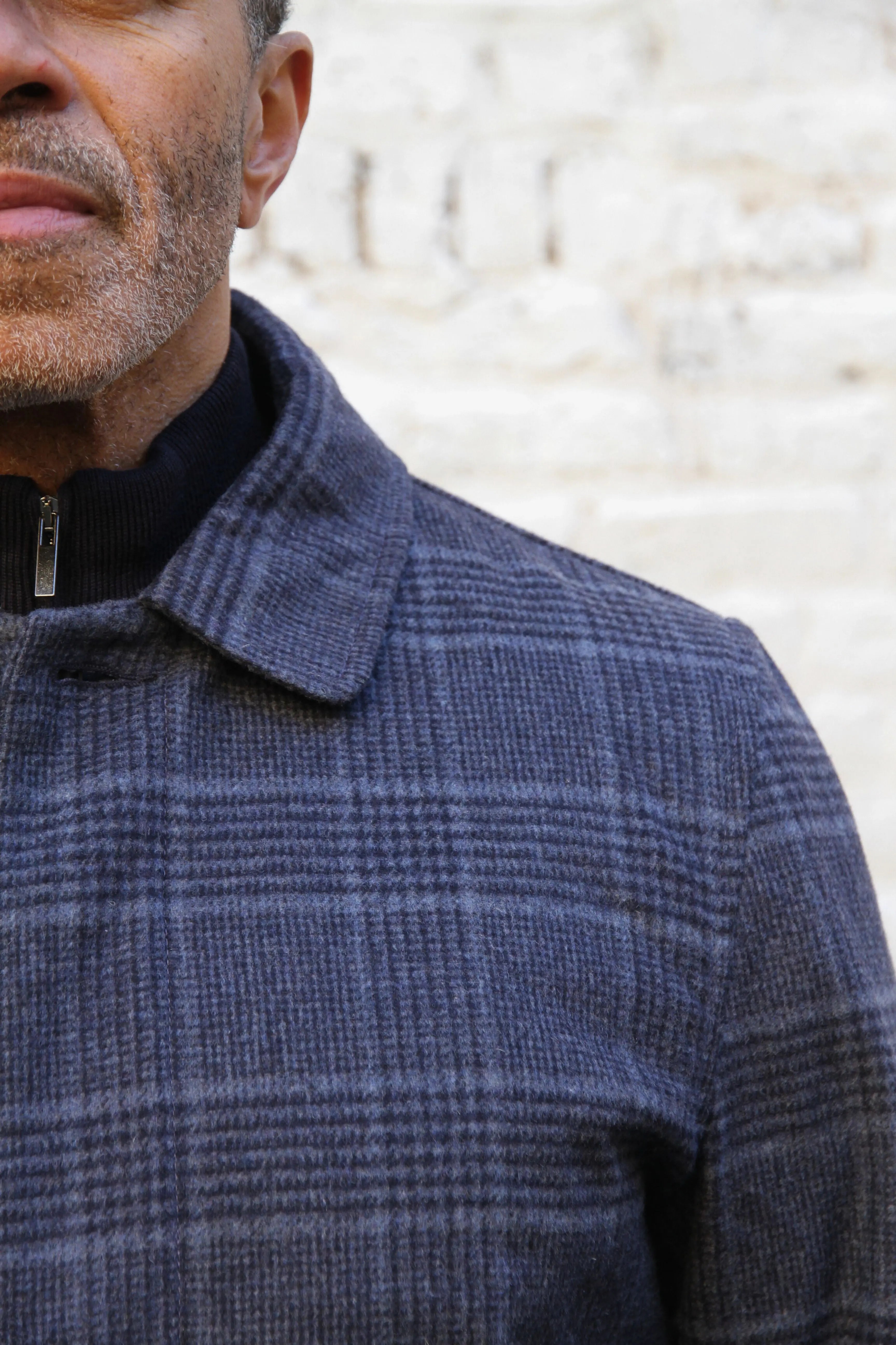 Bank Wool Mac - Navy Check - Wear London