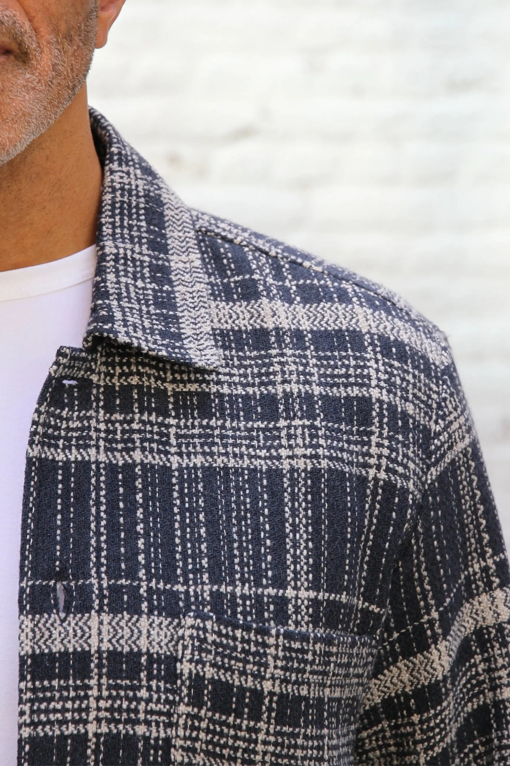 Bart Overshirt - Navy Ecru Check - Wear London