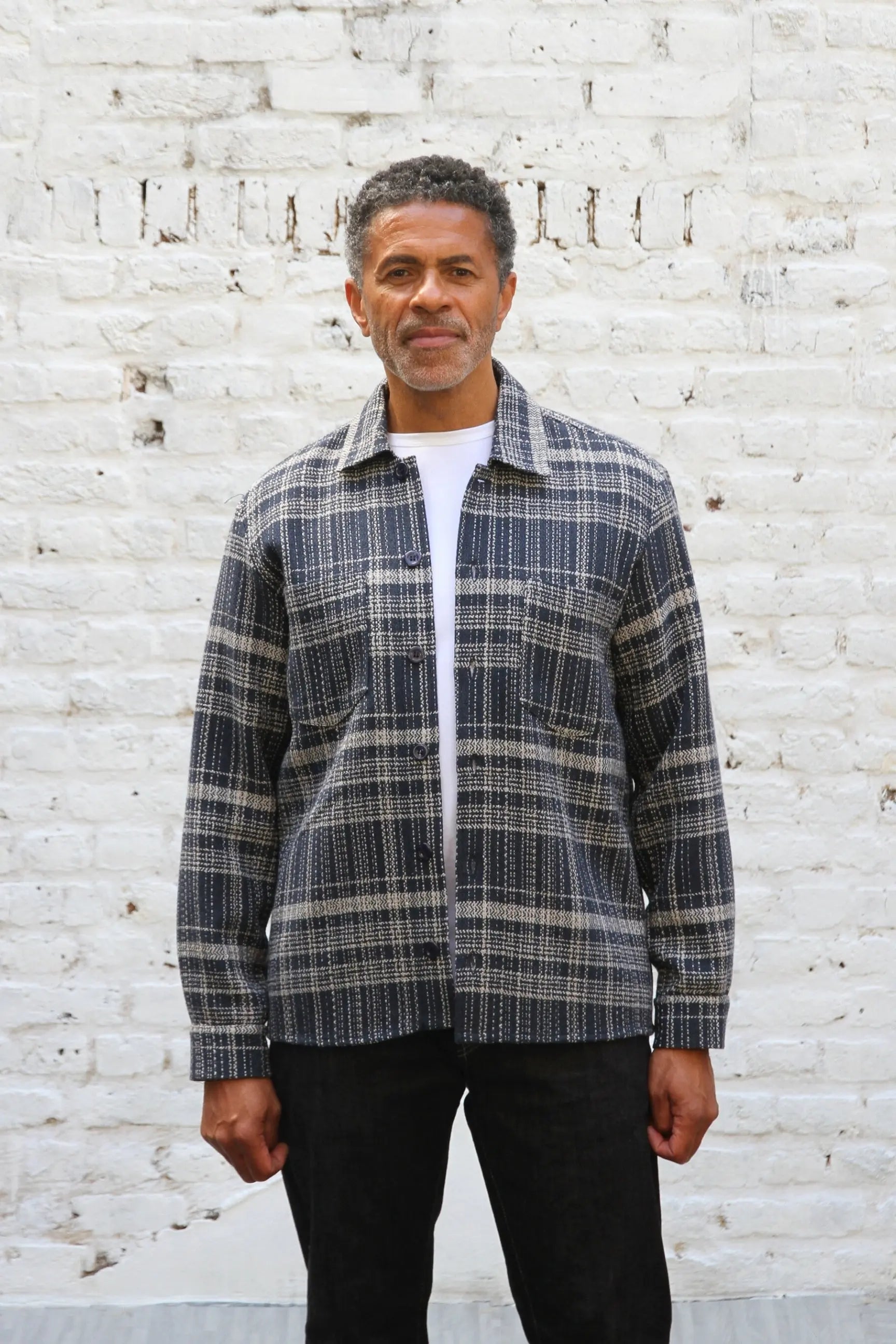 Bart Overshirt - Navy Ecru Check - Wear London