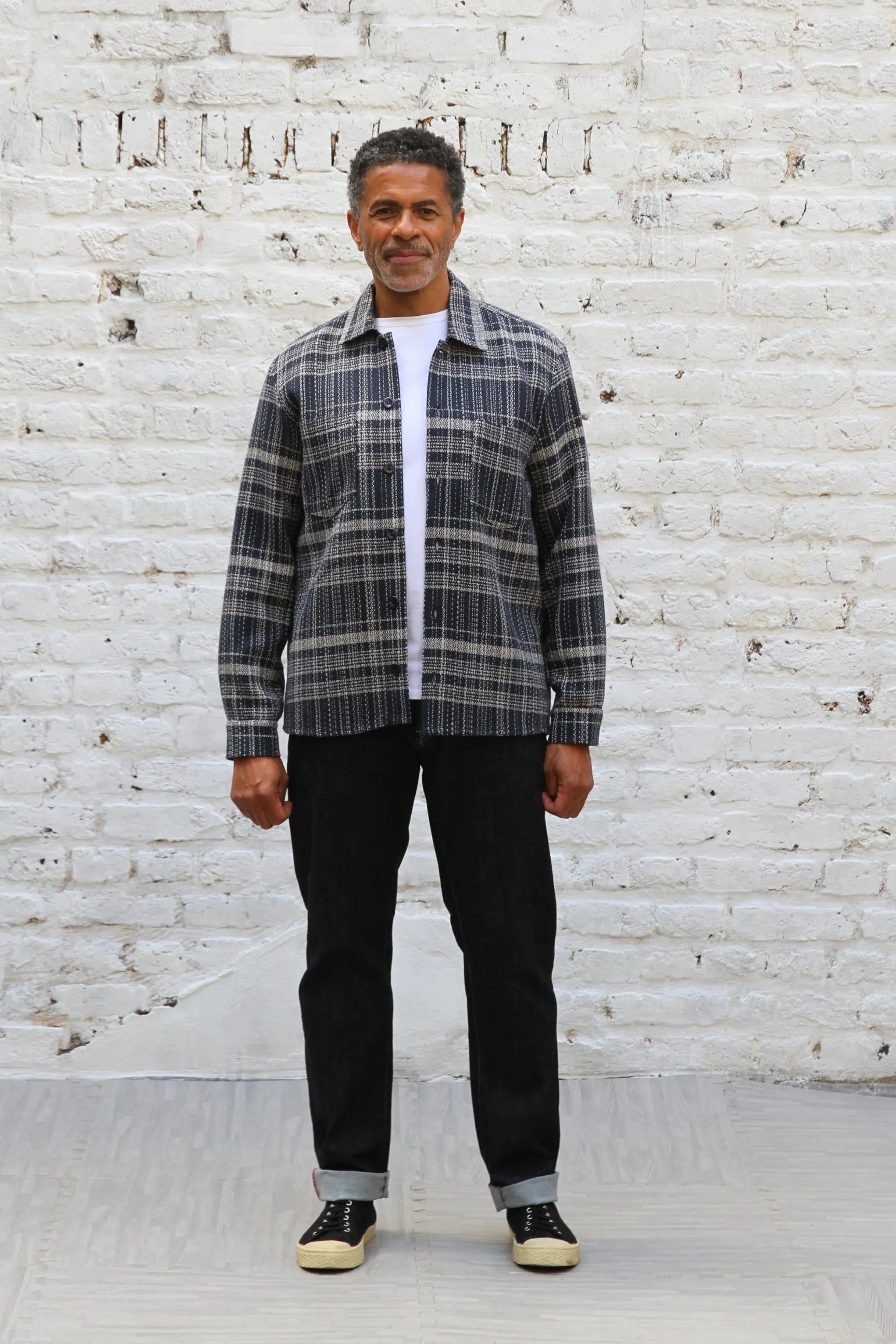 Bart Overshirt - Navy Ecru Check - Wear London