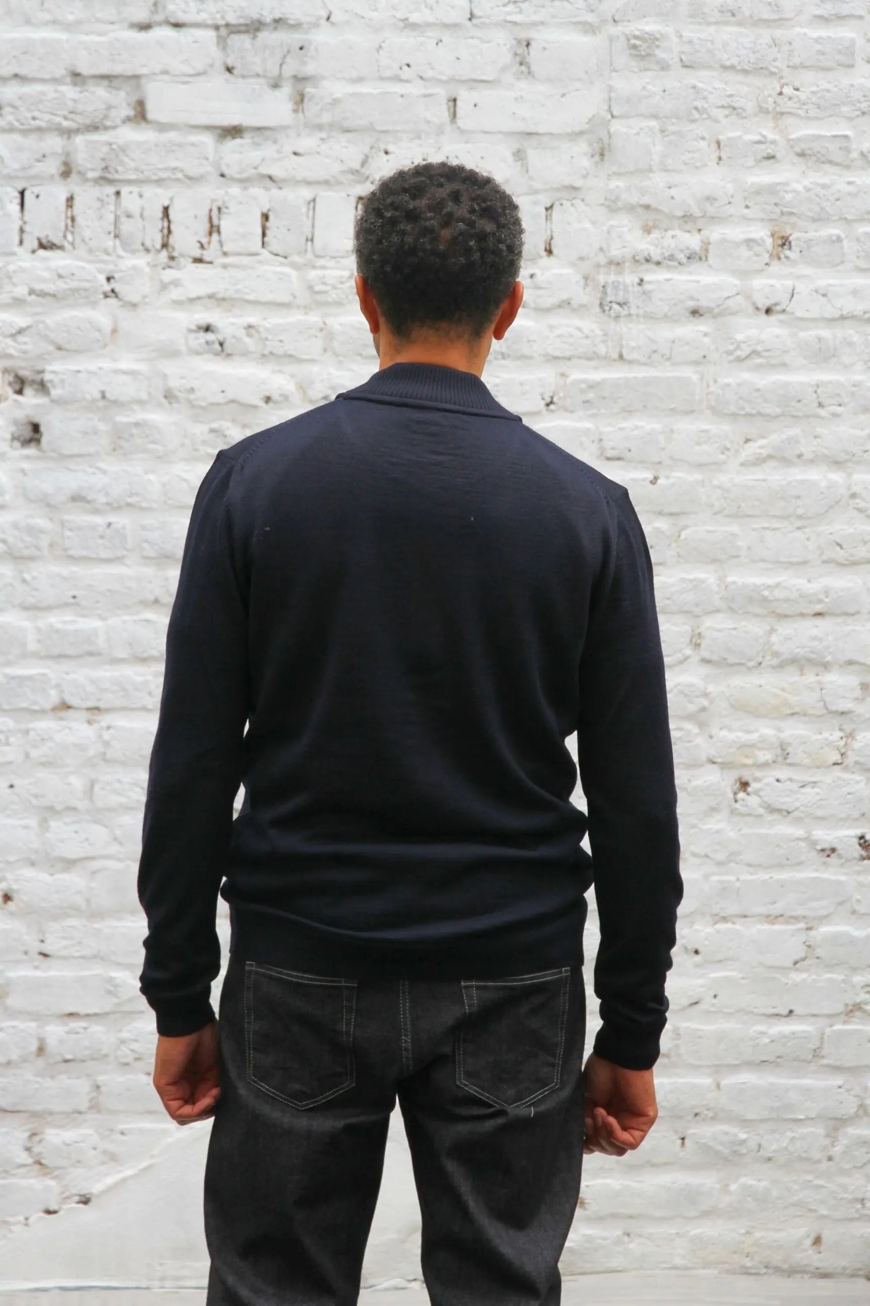 Brewer Knitted Zip Cardigan - Navy - Wear London