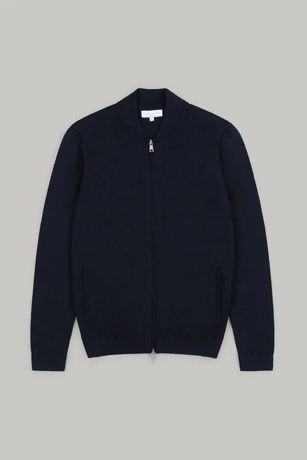 Brewer Knitted Zip Cardigan - Navy - Wear London