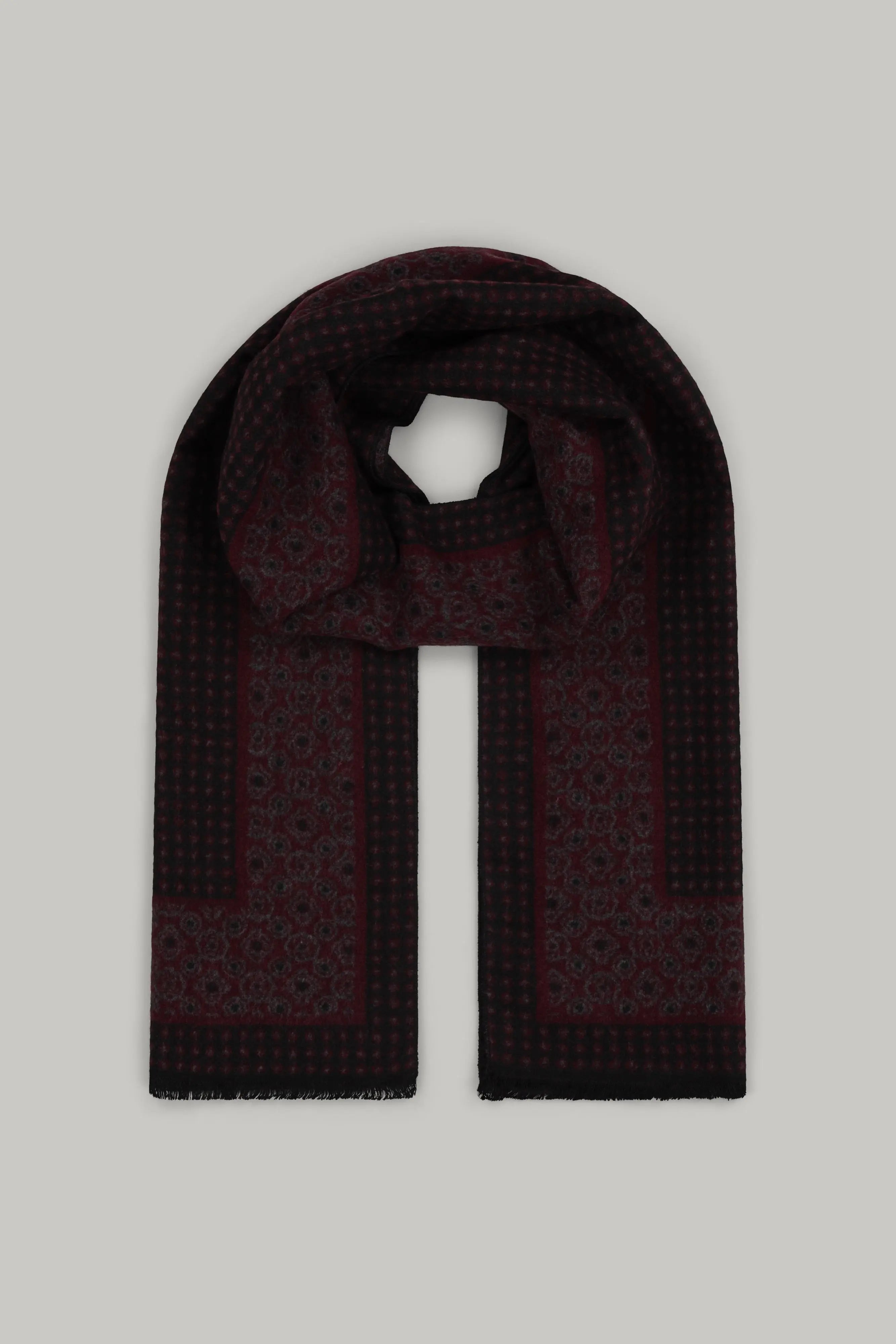 Scarf – 24845119 – Panel Geo – Black / Burgundy - Wear London