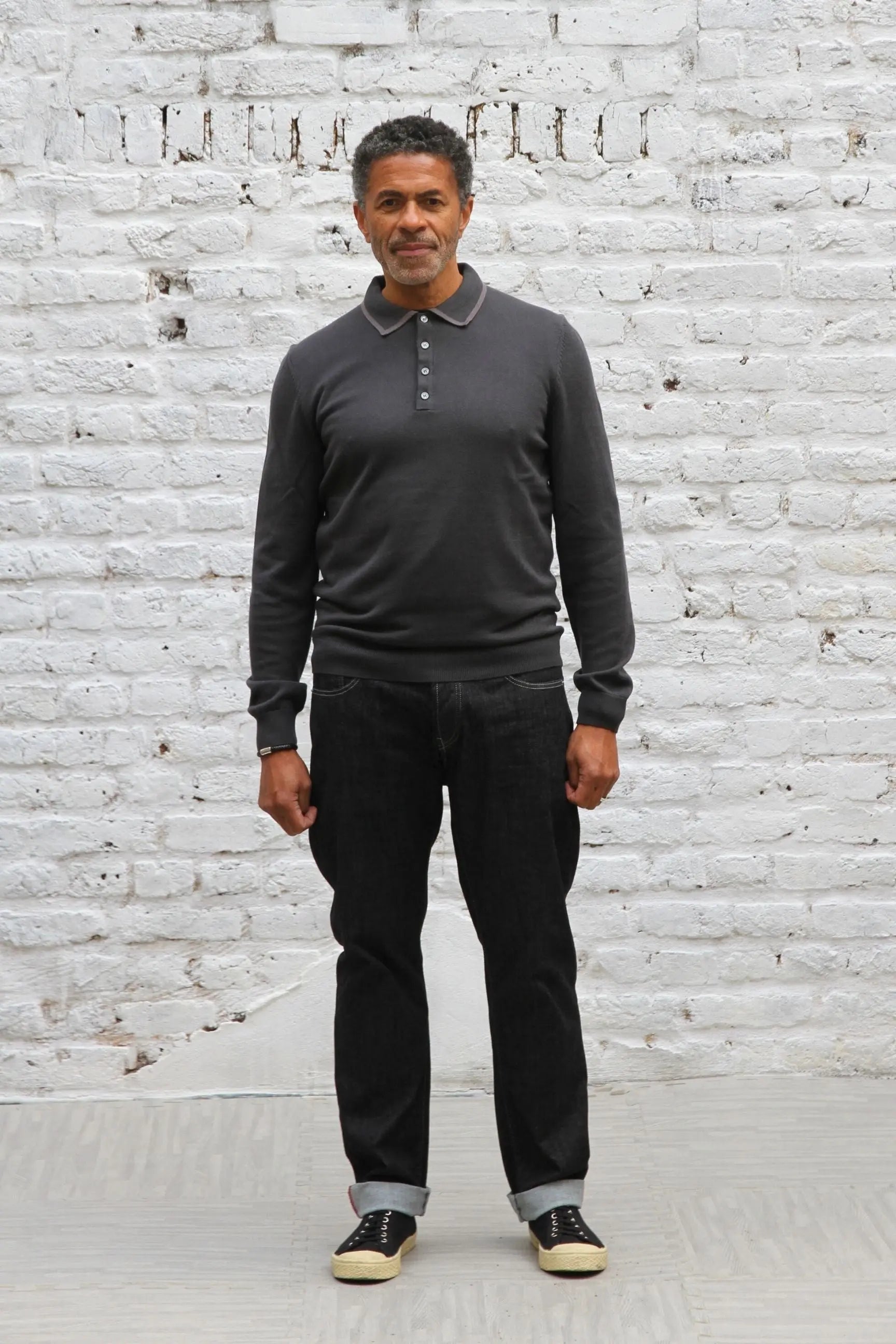 Carnaby 4 Button Knitted Polo Shirt - Charcoal - Wear London