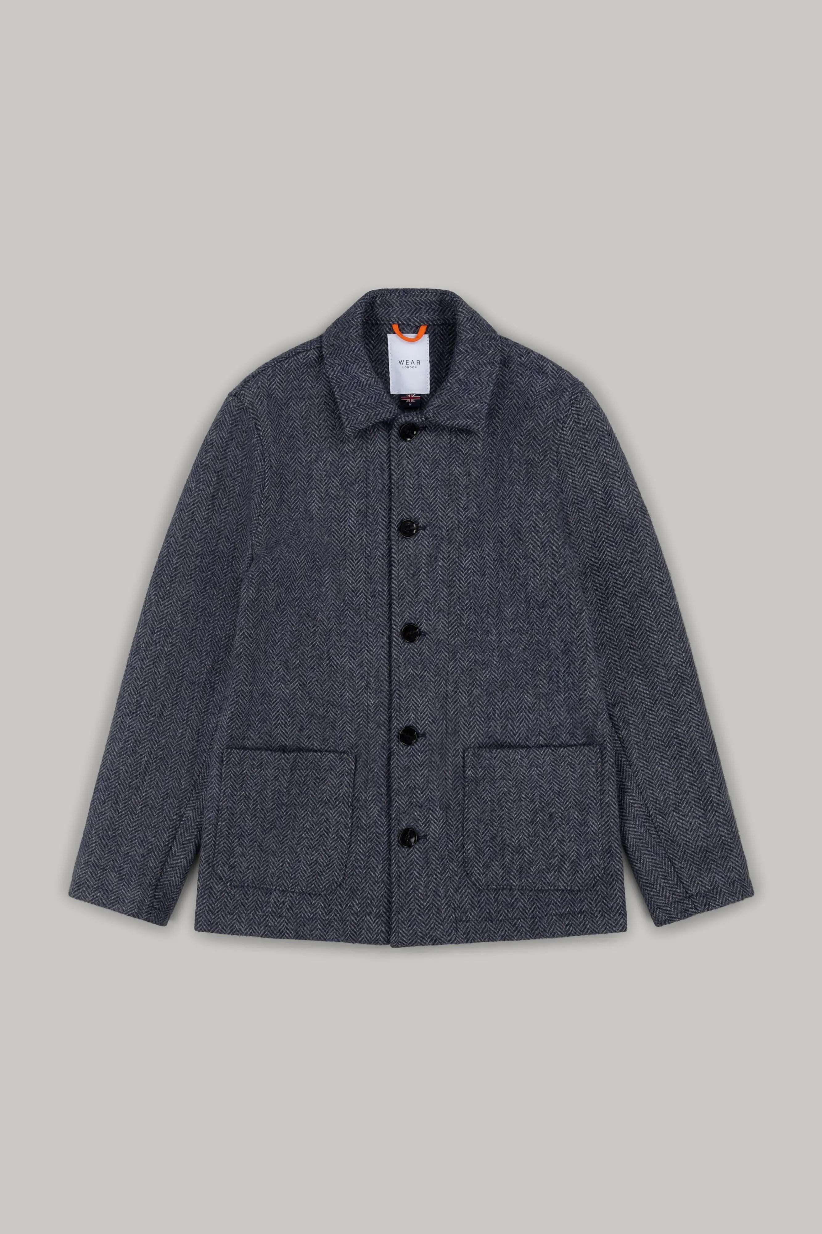 Commercial Shacket Pure Wool - Navy & Grey Herringbone - Wear London