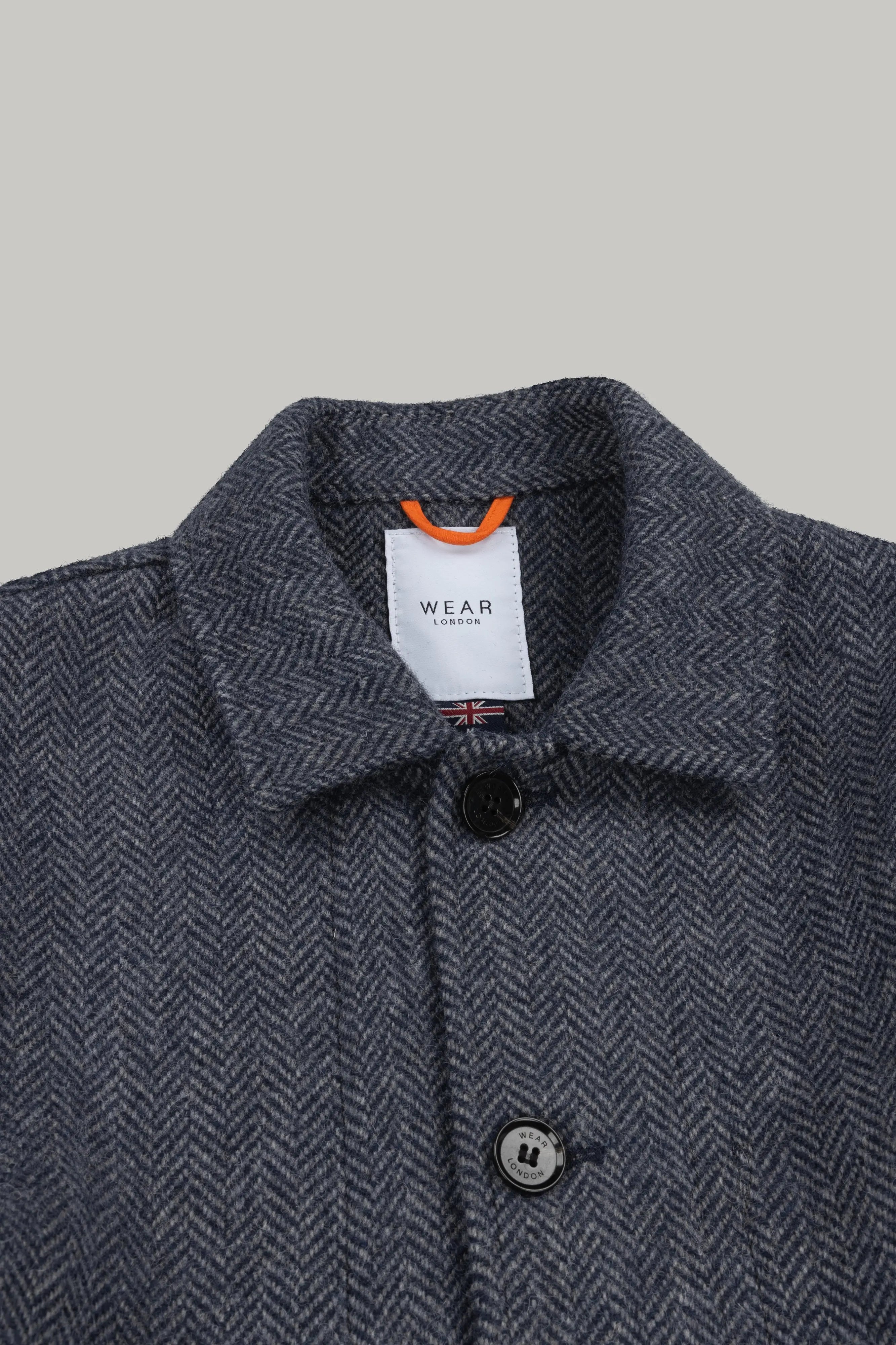 Commercial Shacket Pure Wool - Navy & Grey Herringbone - Wear London