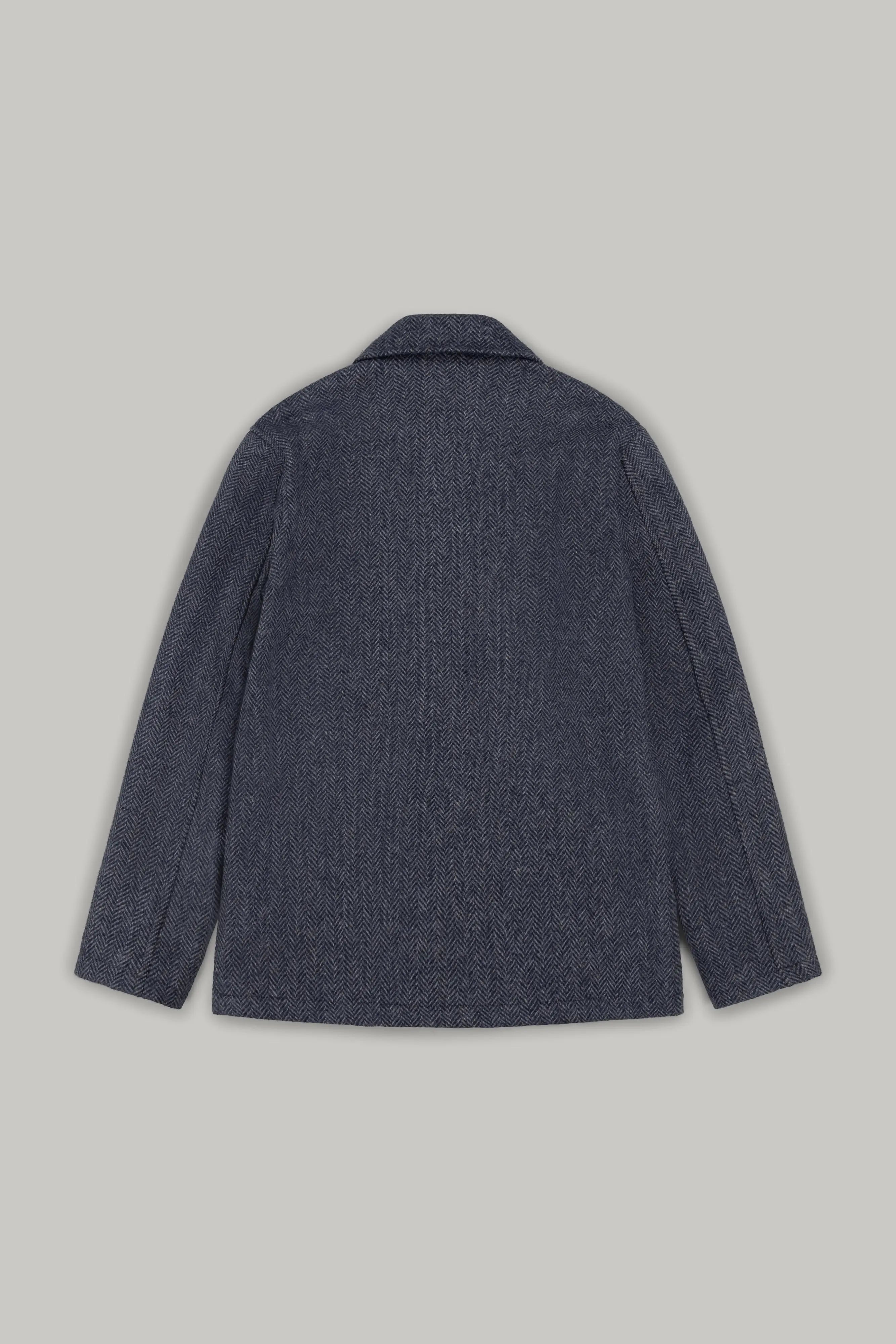 Commercial Shacket Pure Wool - Navy & Grey Herringbone - Wear London