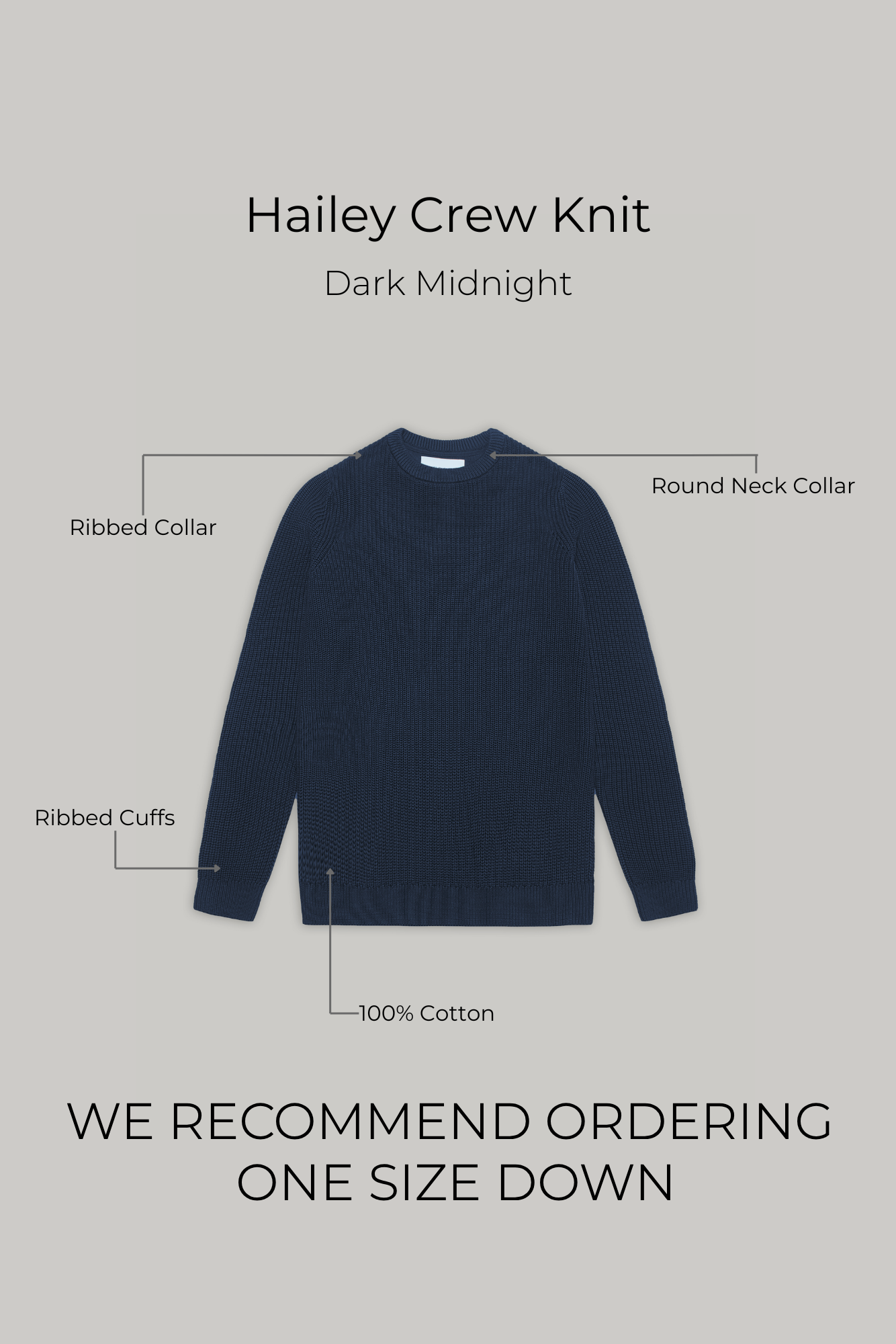 J Hailey Crew Knit - Dark Midnight - Wear London