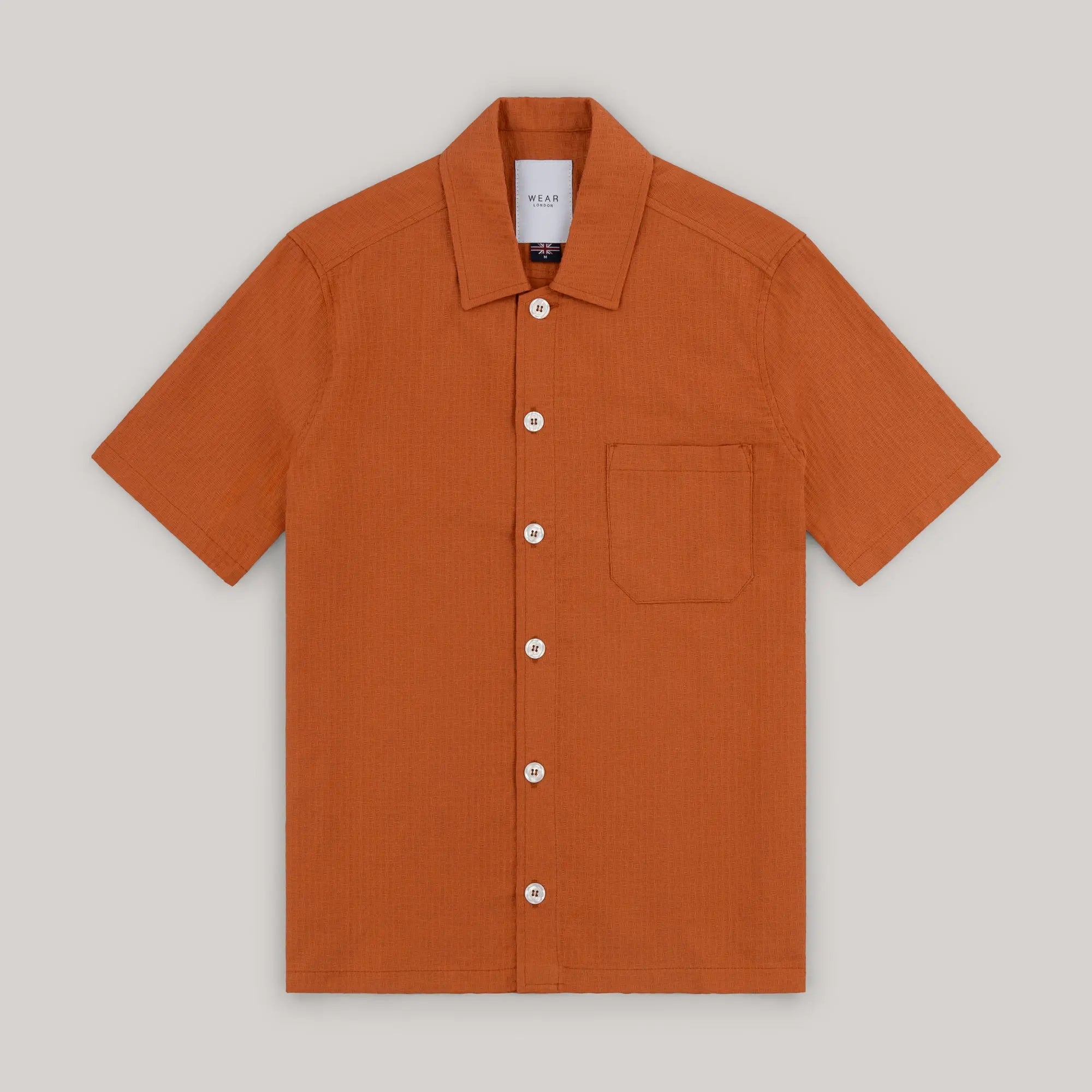 Deal Short Sleeve Shirt - Burnt Orange Wilkes - Wear London