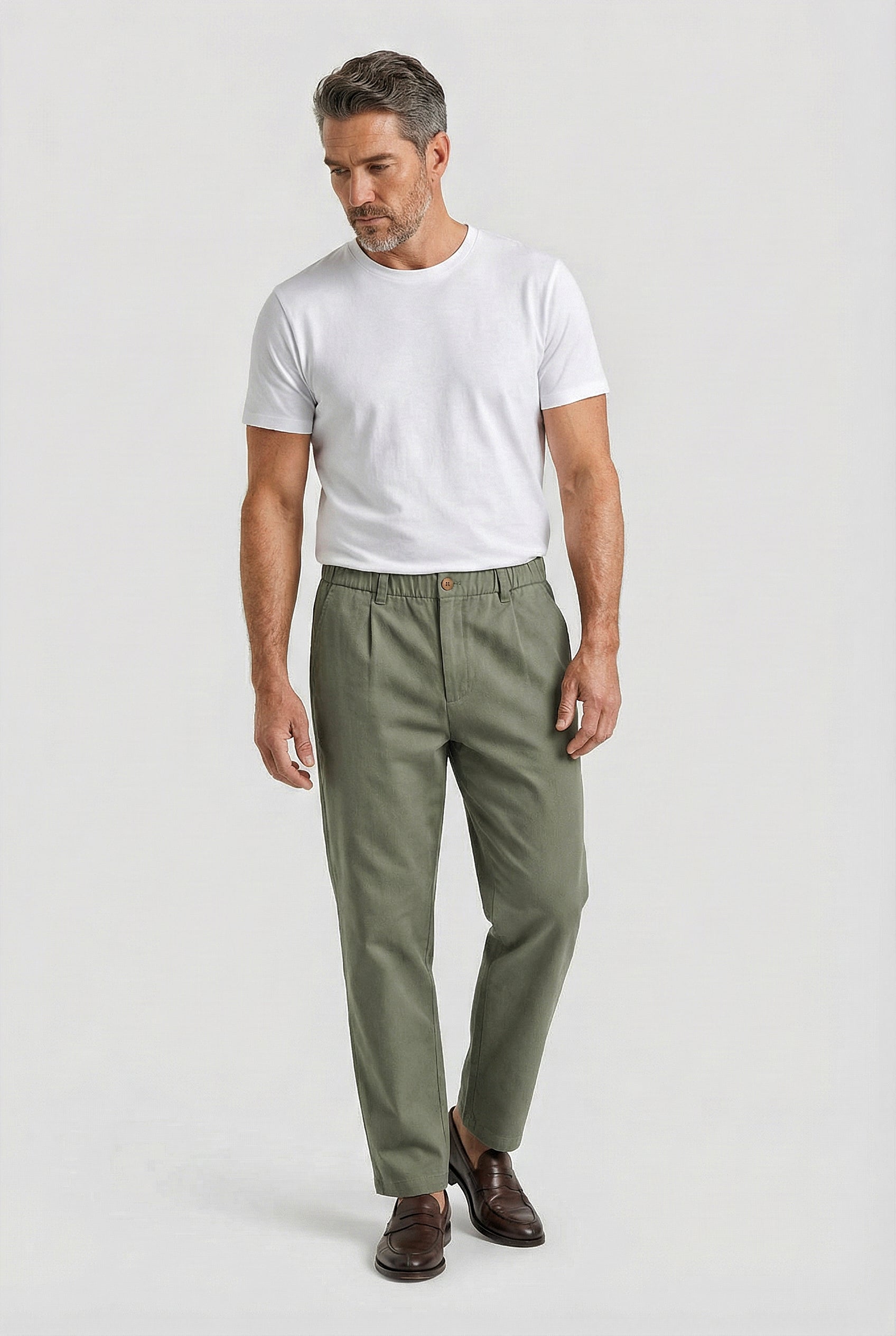 Crispin Chino Comfort Stretch  - Mushroom - Wear London