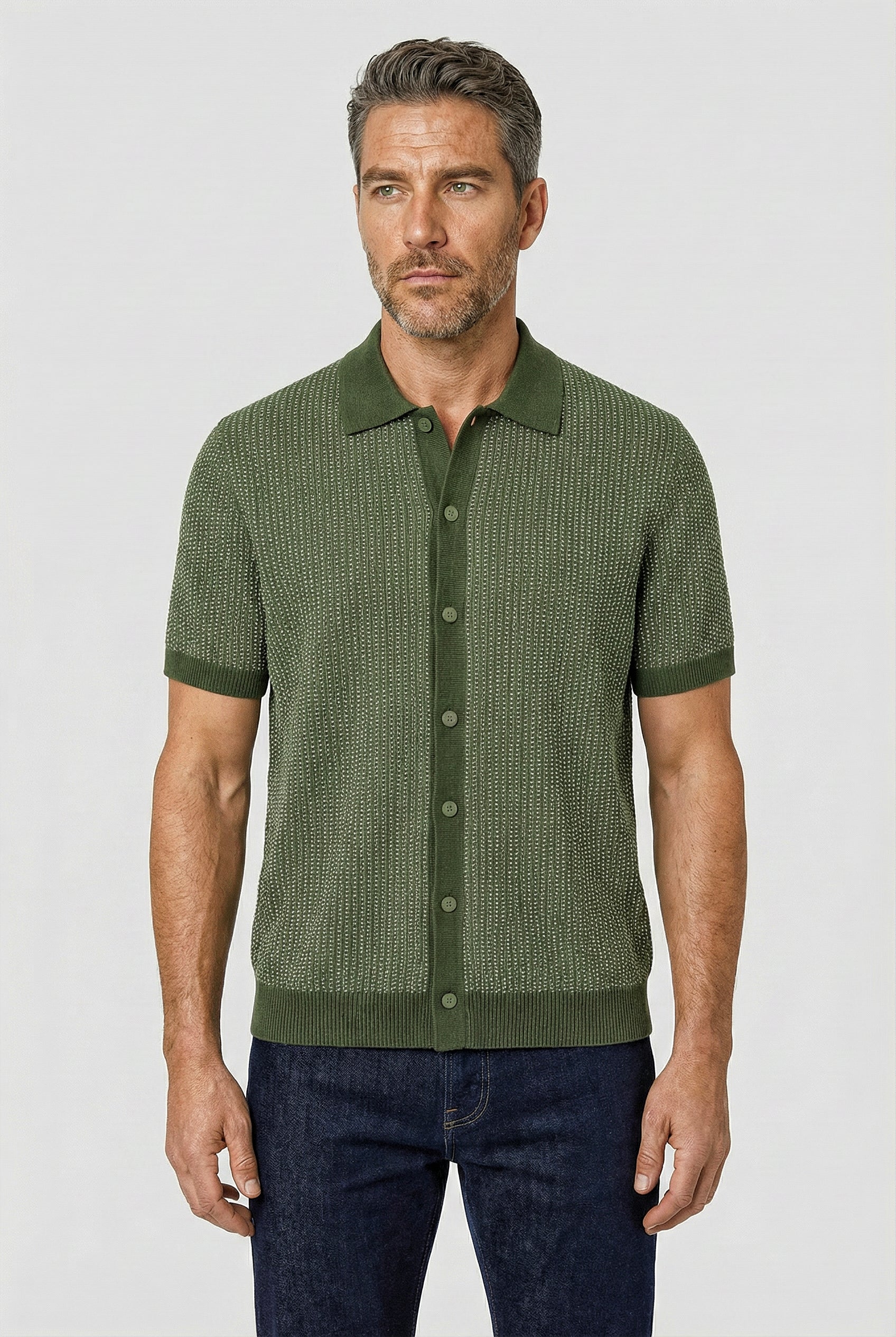 Lambeth - Button Through Knitwear -  Olive - Wear London