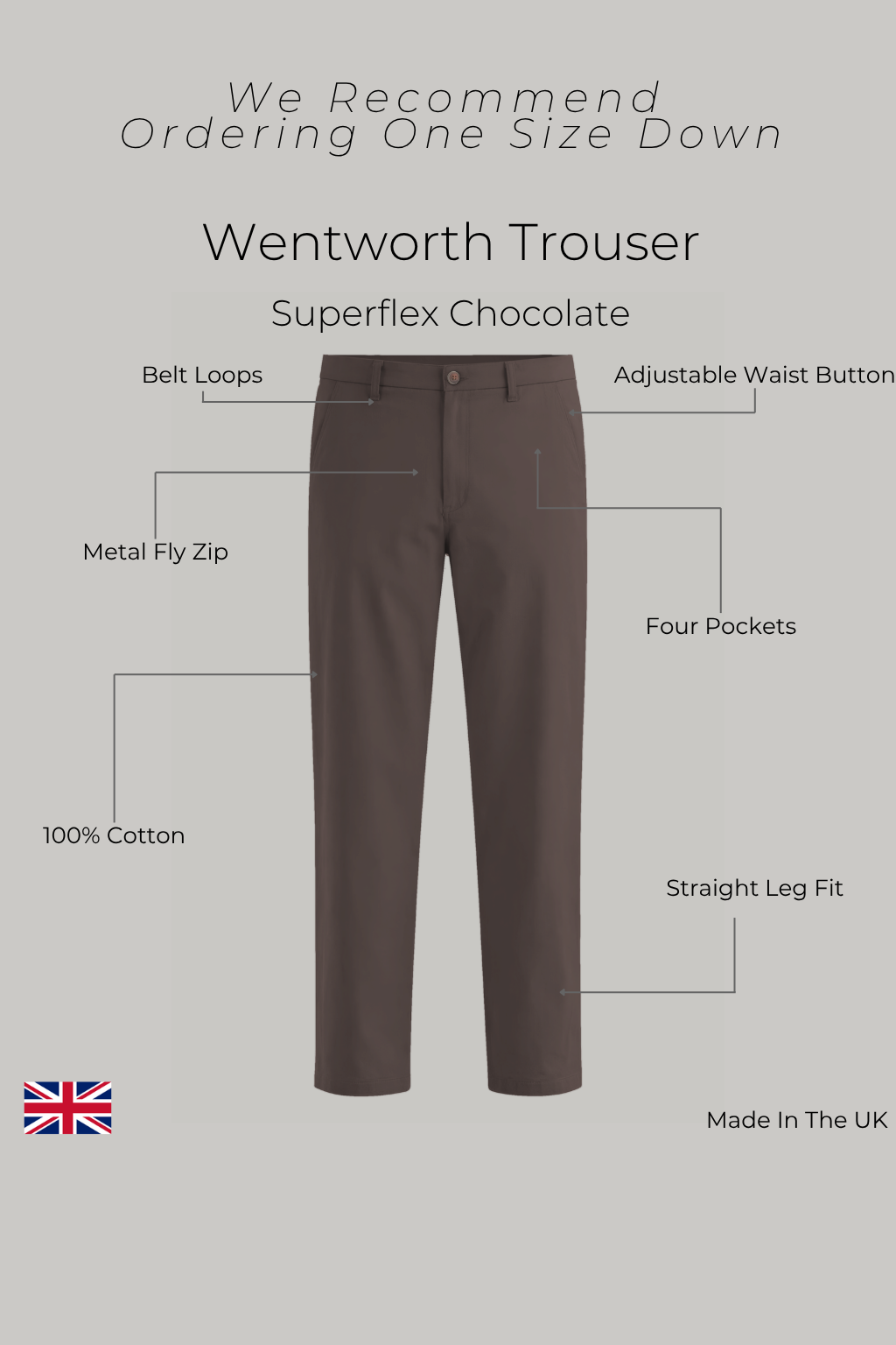Wentworth Trouser - Chocolate Superflex - Wear London