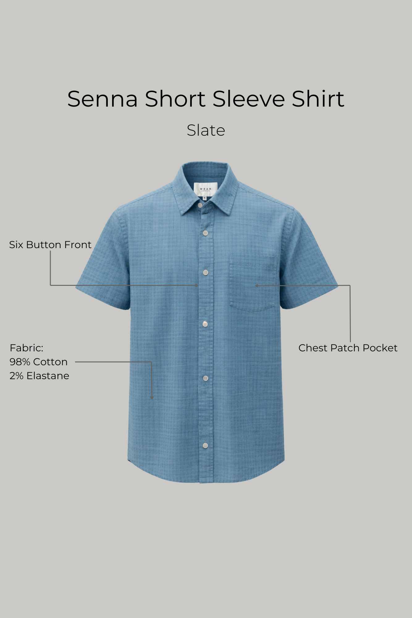 Senna Short Sleeve Shirt - Slate - Wear London