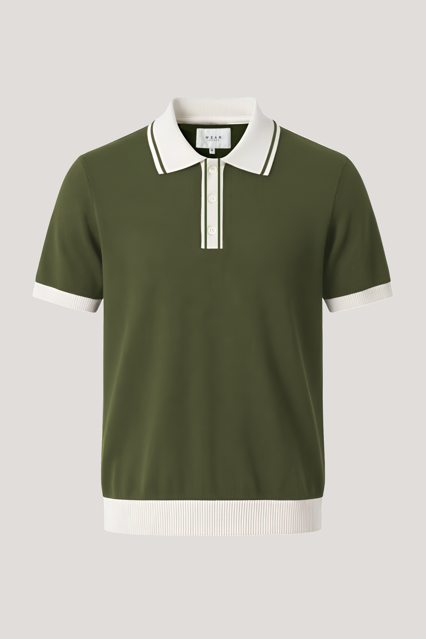 Camden - Plain Polo Knitwear -  Olive Ecru - Wear London