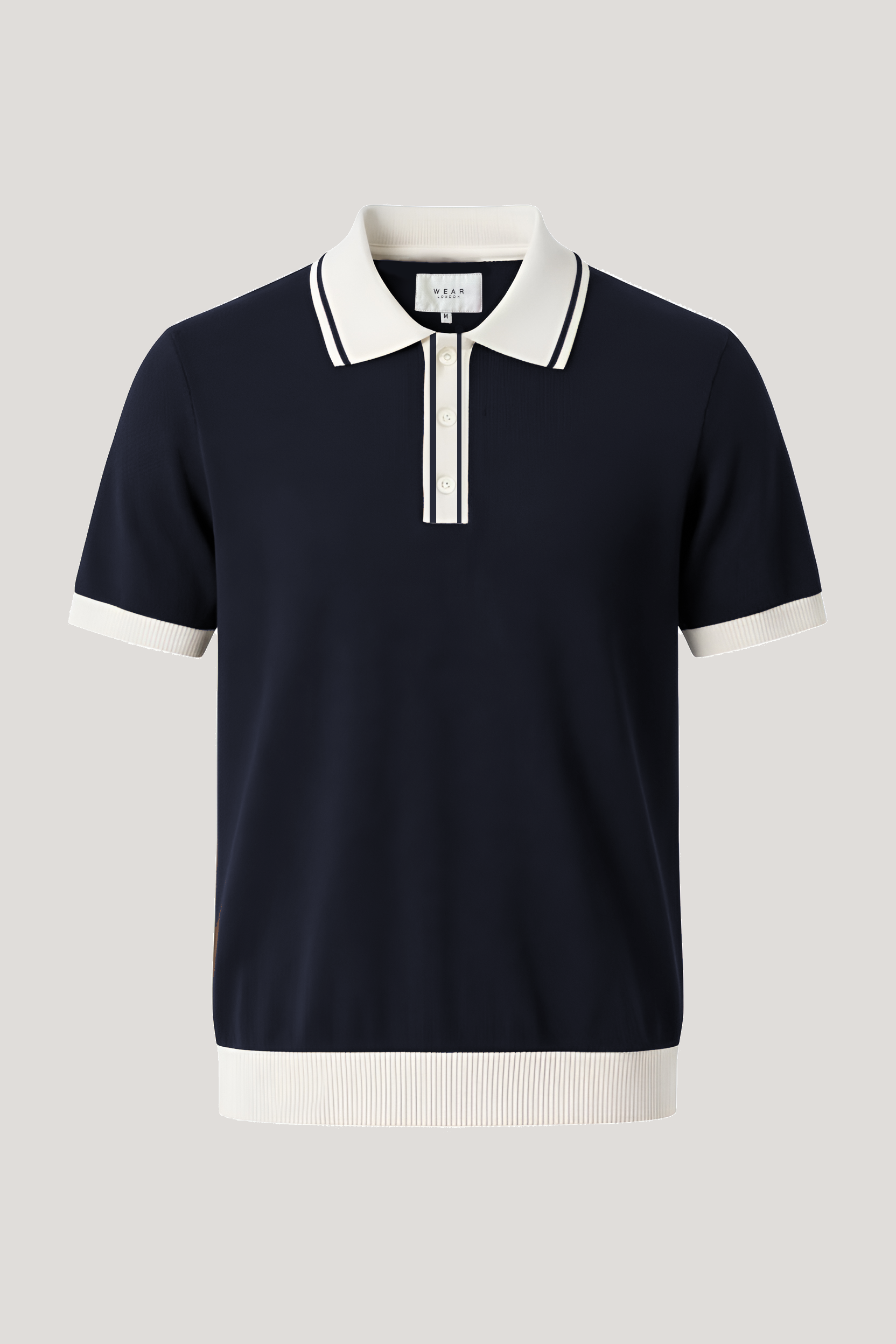 Camden - Plain Polo Knitwear -  Navy Ecru - Wear London
