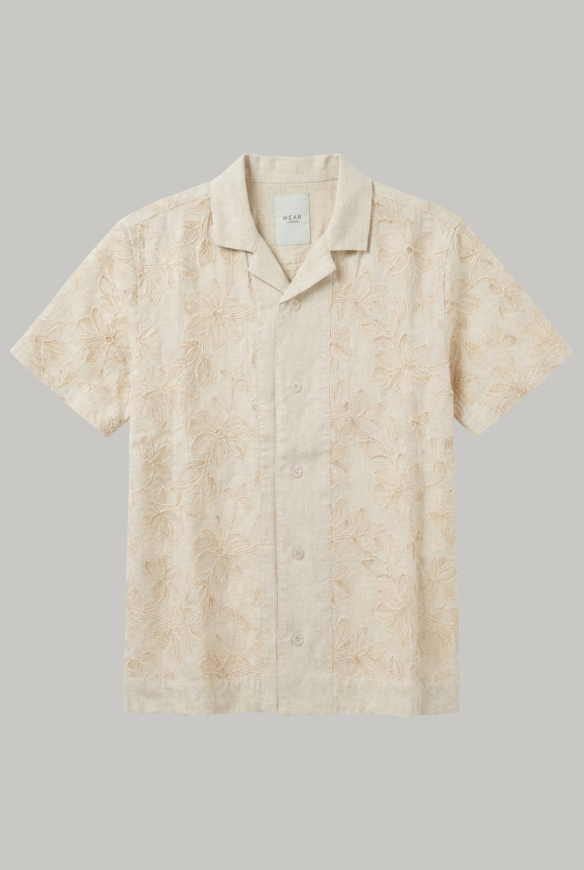 Larsson Short Sleeve Shirt - Stone Flower - Wear London