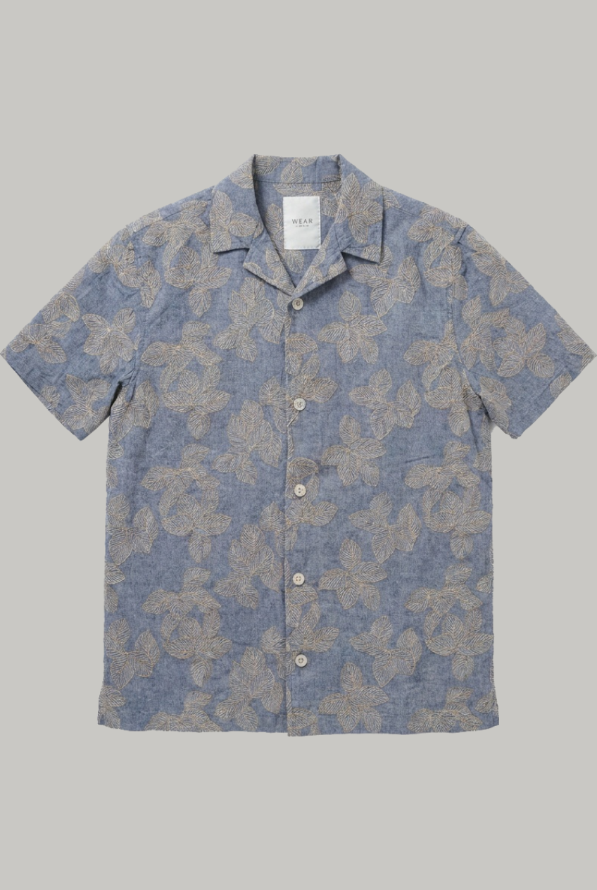 Larsson Short Sleeve Shirt - Sky Flower Chambray - Wear London