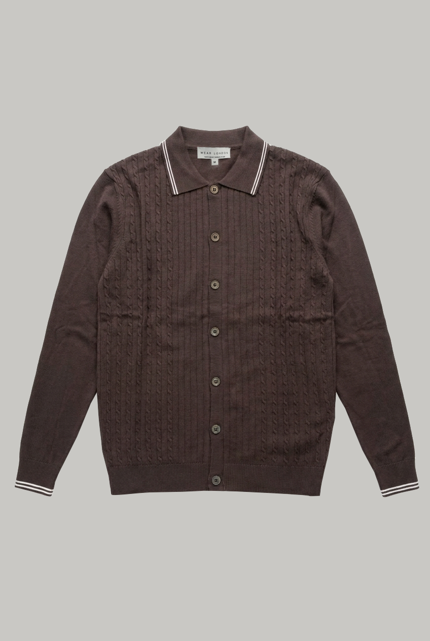 Kempton - Button Through Knitwear - Chocolate - Wear London