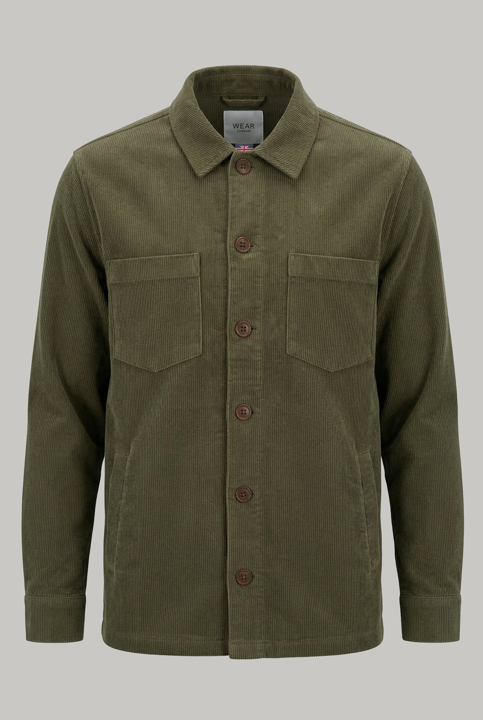 Theydon Overshirt - Fine Whale Cord Olive - Wear London