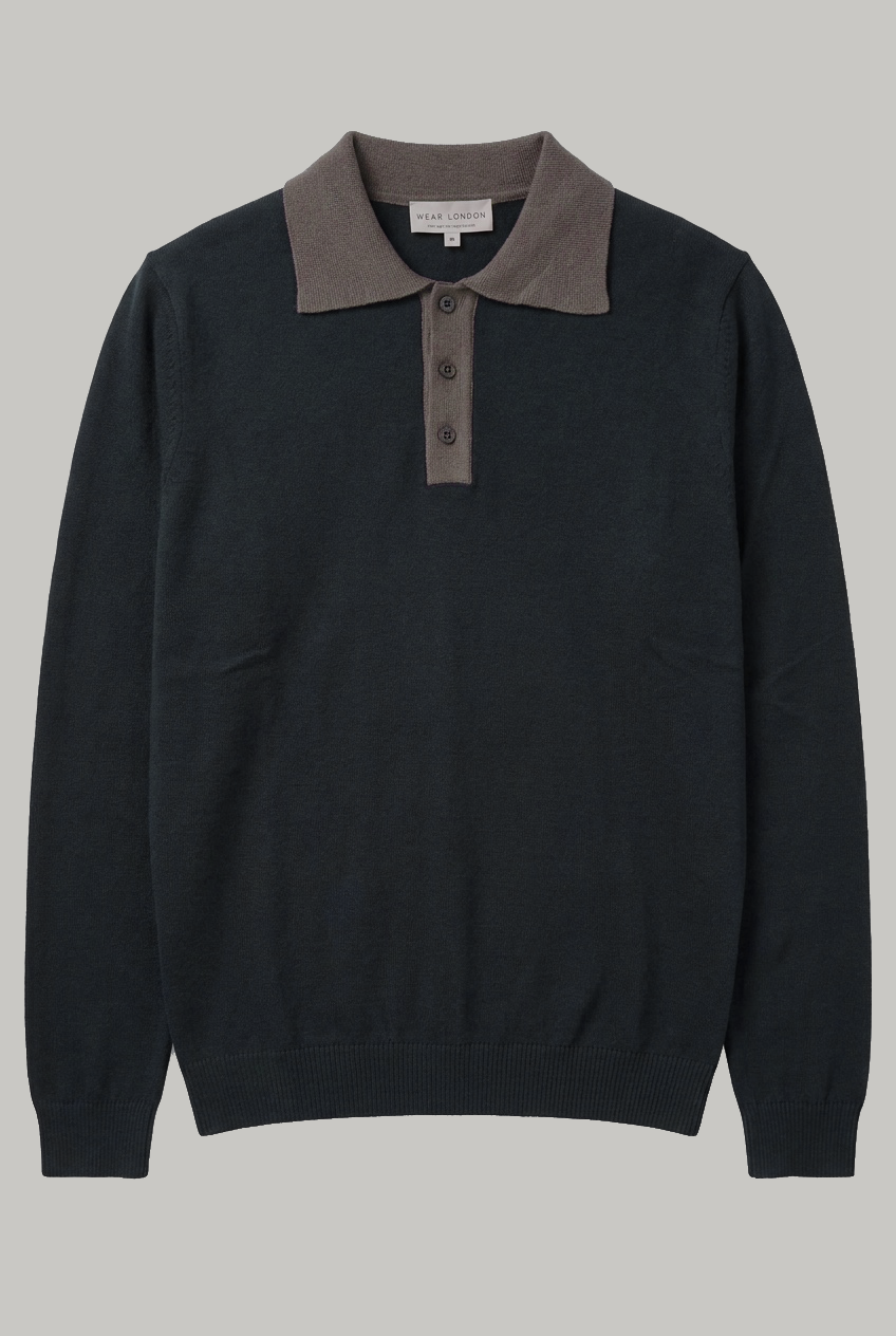 Portland - 3 Button Polo Knitwear - Navy - Wear London