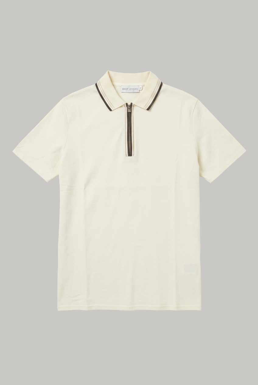 Borough - Zip Polo - Ecru Pique - Wear London